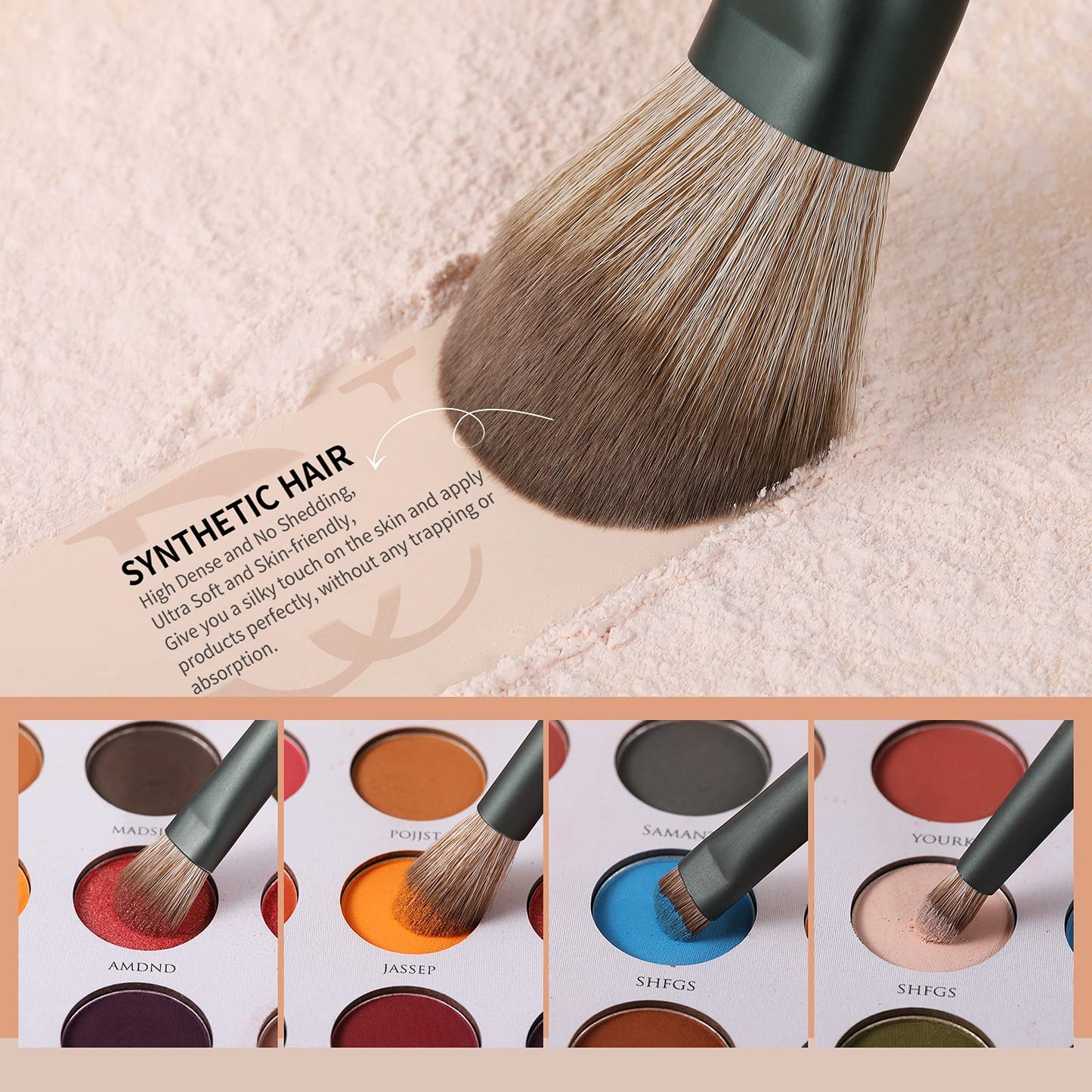DUcare Makeup Brushes 14Pcs with 3Pcs Makeup Spong & Cosmetic Bag& Folding Vanity Mirror with Stand