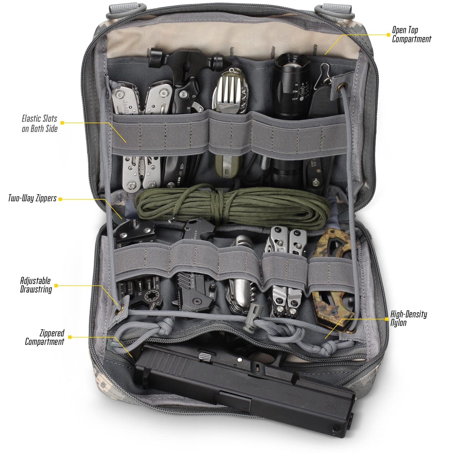 WYNEX Tactical Admin Molle Pouch, Medical EDC EMT Utility Bag Shell Design Attachment Pouches 1000D Nylon Hiking Belt Bags