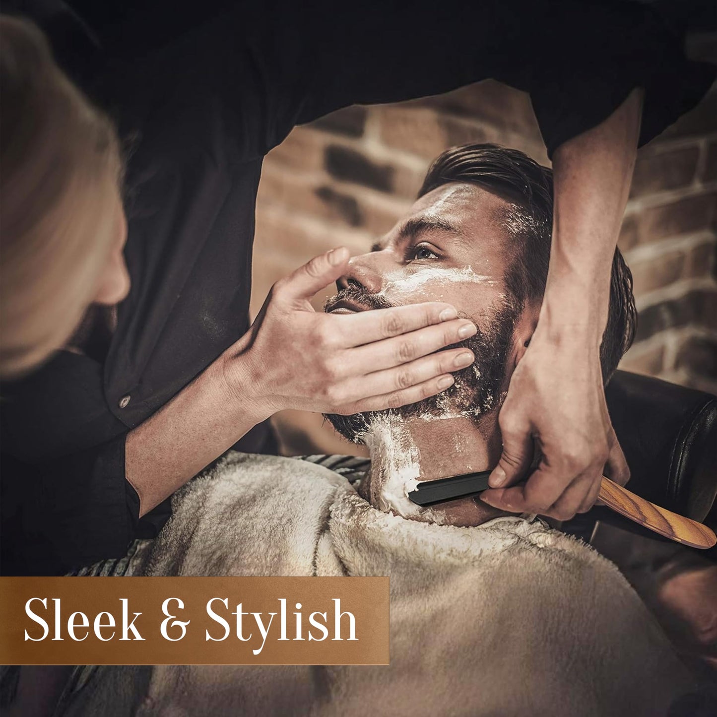 Facón Straight Razors for Men - Professional Barber Straight Edge Razor Kit with 100 Blades, Wooden Stainless Steel Barbero Shaver for a Smooth & Precise Shave, Premium Barber Razor for Men's Shaving