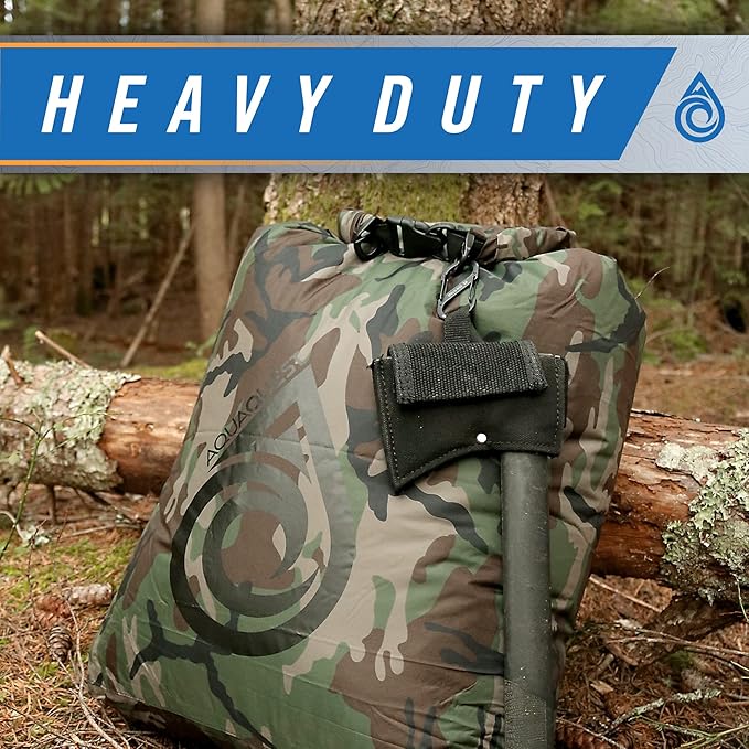 AquaQuest Rogue Dry Bag – 20L Woodland Camo – 100% Waterproof Roll Top – Travel Waterproof Bag