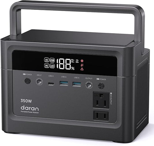 Portable Power Station, 288Wh (90,000mAh) LiFePO4 Battery, 350W (700W Peak) Power Bank with AC Outlet, Mini Solar Generator 7-Port Design for Emergency, Hurricane, Christmas(Solar Optional)