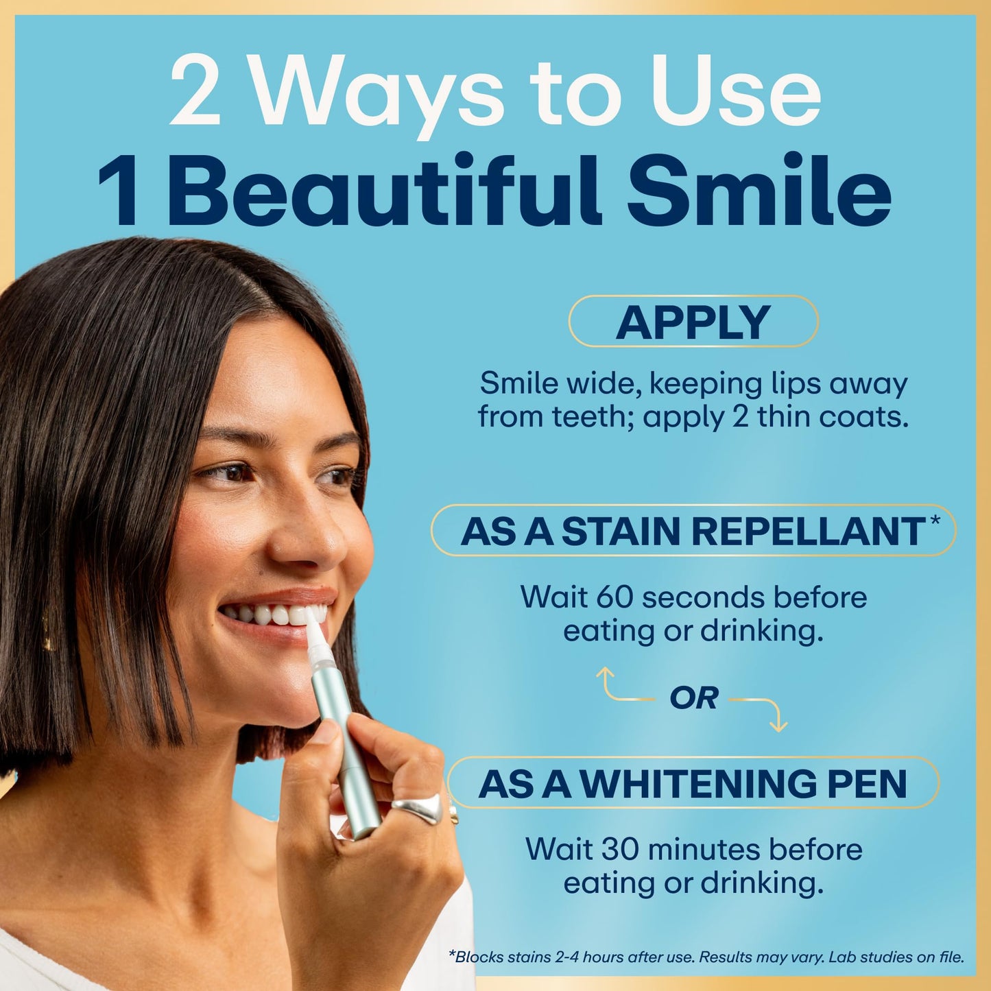 Lumineux 2-in-1 Whitening Pen Enamel Safe and Clinically Proven to Whiten Without The Sensitivity - Removes Coffee, Tea, and Smoking Stains