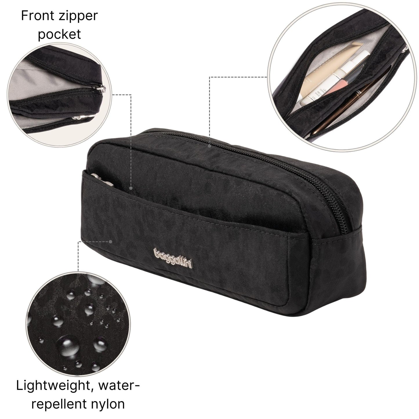 Long Pocket Cosmetic - Lightweight 7.8”x 3.1”x2.1” Makeup Bag - Travel Essentials Makeup Organizer