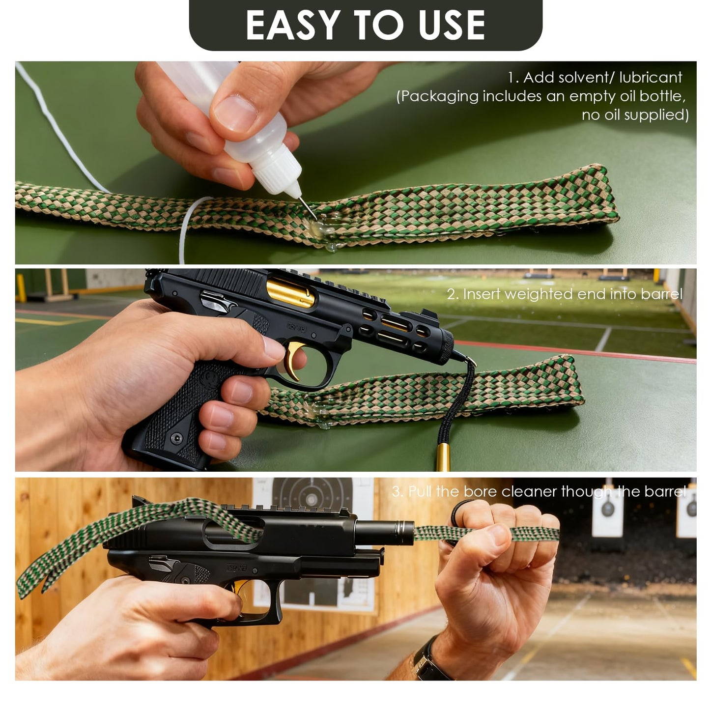 23 Pieces Universal Gun Cleaning Kit for Handguns and Rifles, Gun Cleaning Supplies Includes 9mm/5.56mm/12Ga Gun Cleaning Snake, Gun Cleaning Mat with Brushes, Picks, Swabs, Patches, Empty Oil Bottle