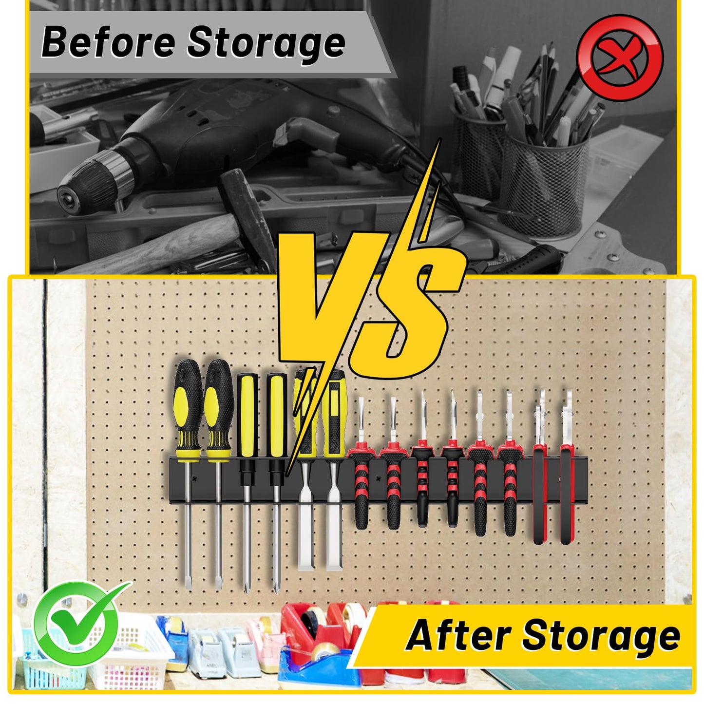 jsyonii Screwdriver Plier Organizer Wall Mount,Screwdriver Rack,Metal Plier Holder Utility Tool Holder Organizers and Storage Rack for Garage Workshop Workbench Tool Chest Cart,1 PCS