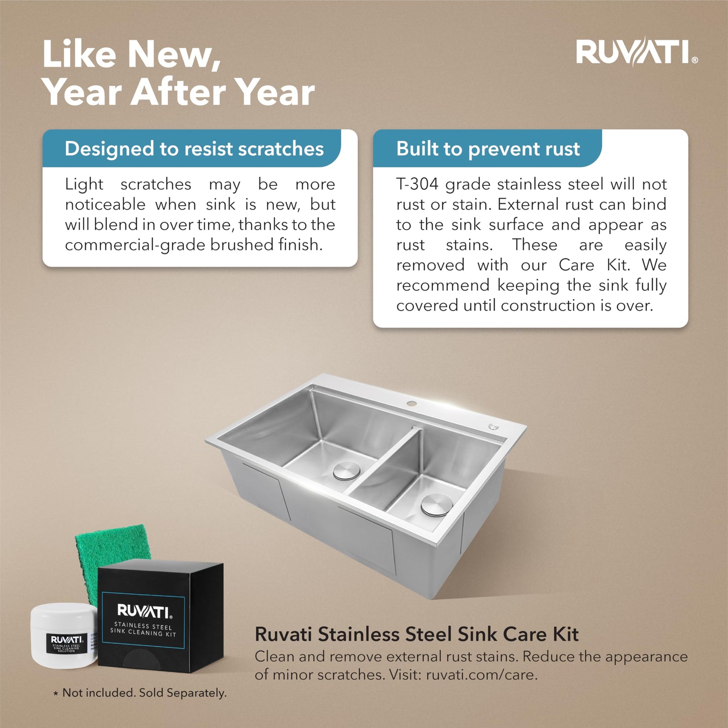 Ruvati 33 x 22 inch Workstation Drop-in 60/40 Double Bowl Topmount Tight Radius 16 Gauge Stainless Steel Ledge Kitchen Sink - RVH8035