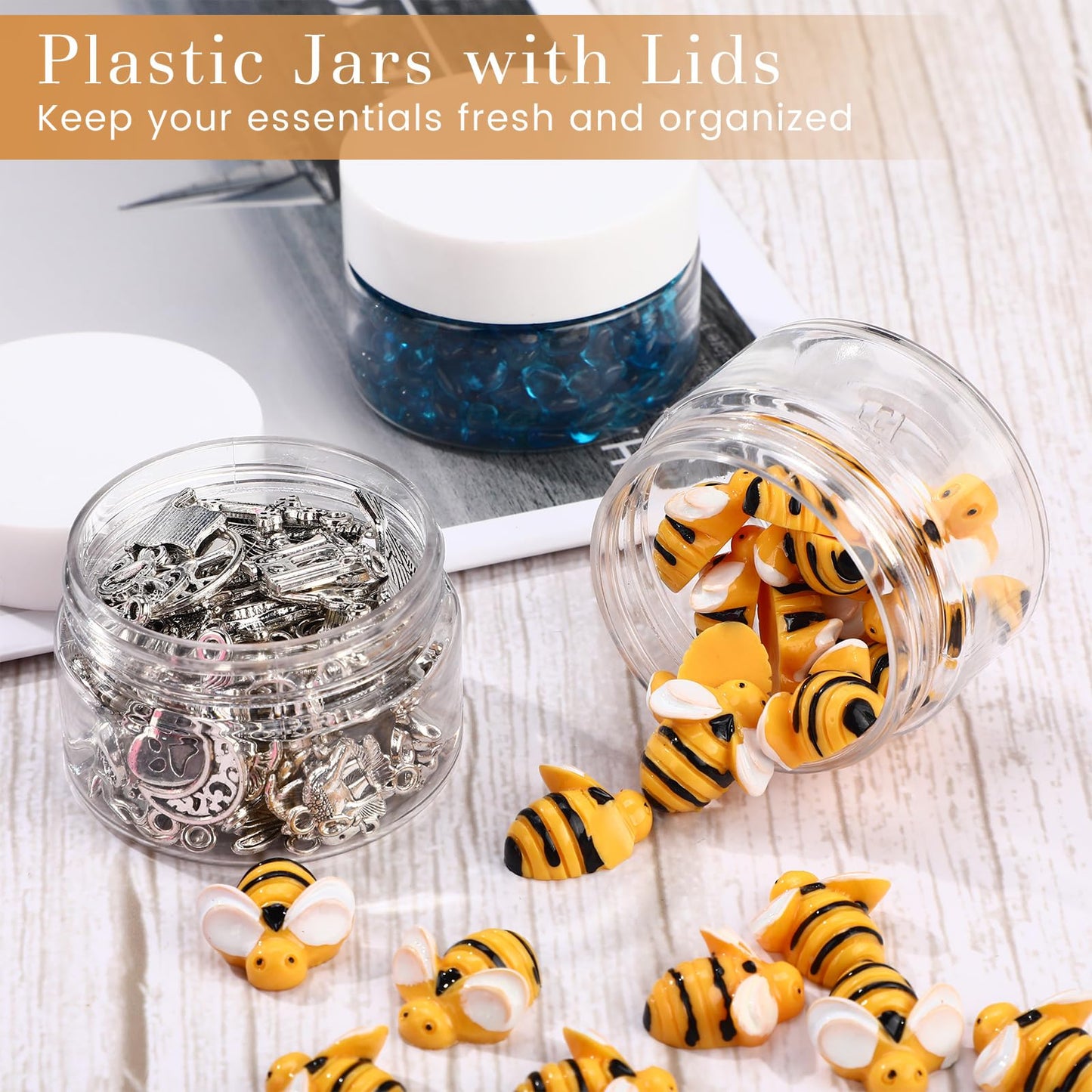 Meanplan 100 Pcs 1 oz Plastic Containers with Lids, Clear Round Leak Proof Cosmetic Jars with Lid, Wide Mouth Refillable Small Storage Containers for Lotion, Cream, Ointments, Makeup, Travel Storage
