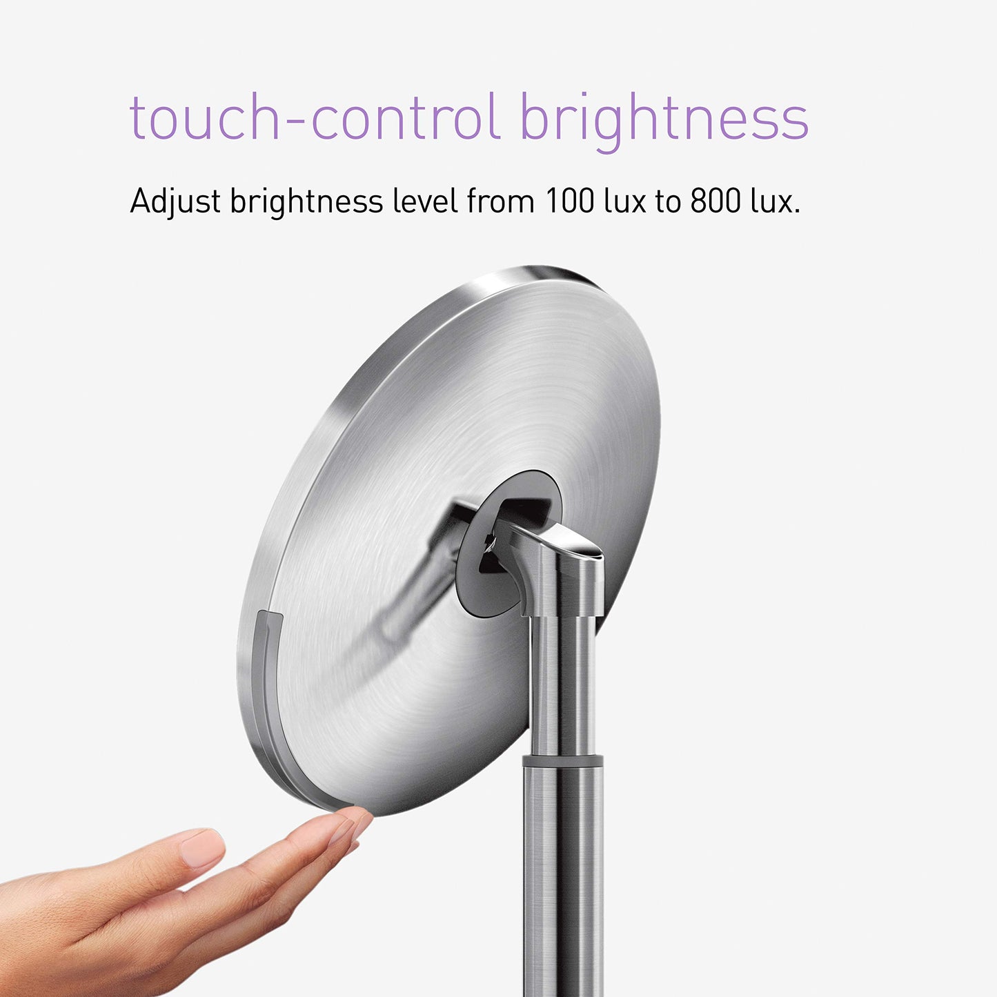 simplehuman Sensor Mirror, Lighted Makeup Mirror with Magnification (5X), 8" Round Magnifying Vanity Mirror with Lights, Cordless, Rose Gold Stainless Steel