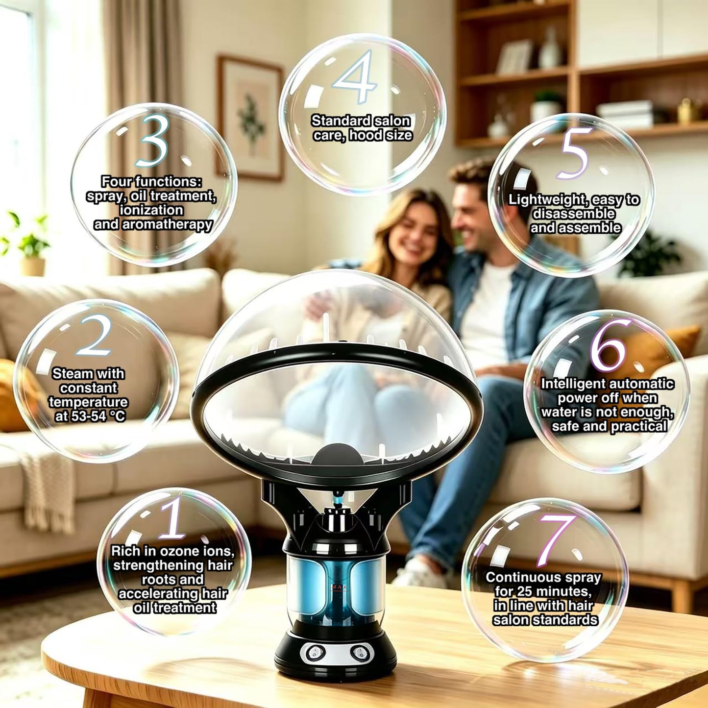 KINLITO 2-in-1 Hair and Face Steamer, Hair Steamer Humidifier for Deep Conditioning & Facial Steamer for Deep Cleaning, Tabletop Steamer with UV Ozone for Personal Care Use Home Spa Salon