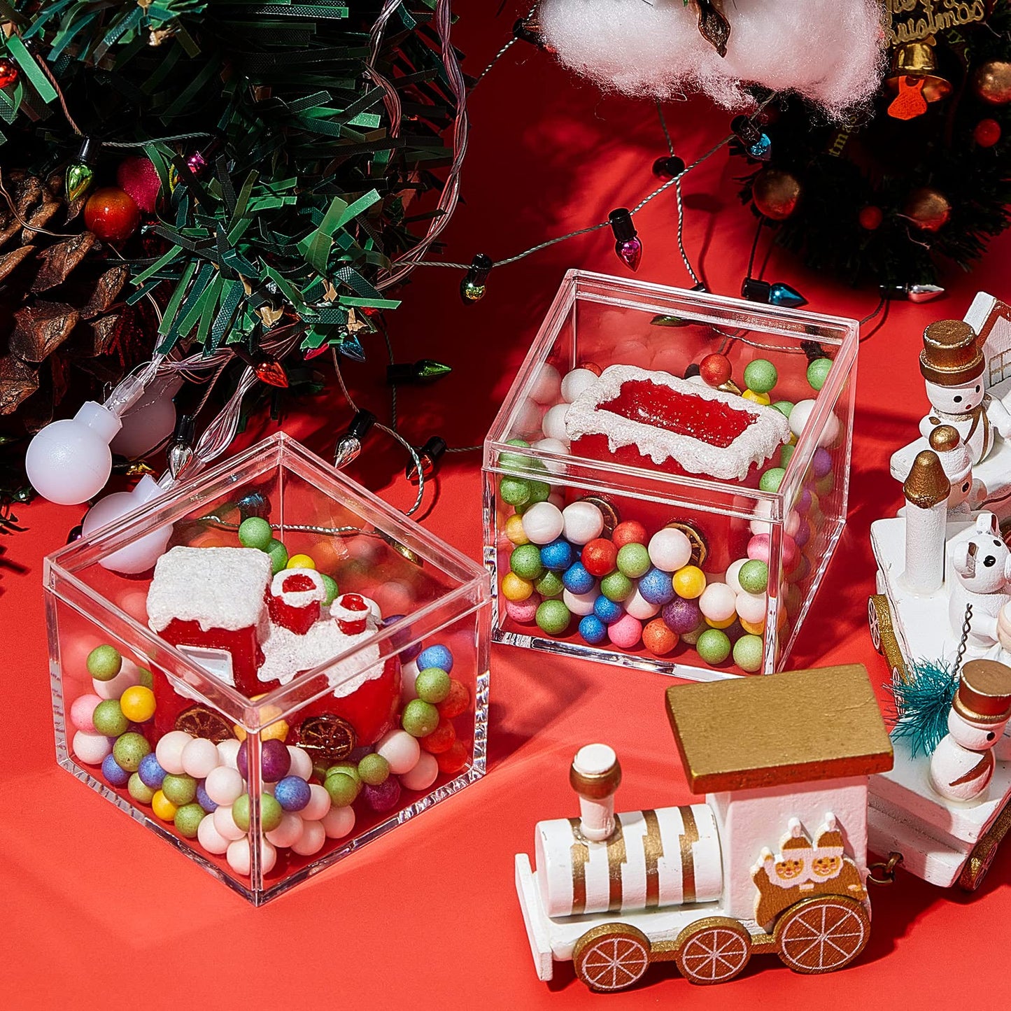 Juexica 12 Pcs Clear Acrylic Box with Lid Plastic Small Acrylic Boxes Decorative Storage Box Jewelry Display Mini Clear Container for Home Candy Pill Tiny Jewelry(Square,2.17 x 2.17 x 1.77)