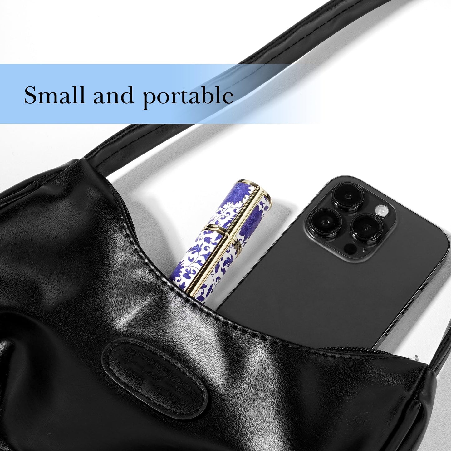 LUEXBOX Portable Perfume Bottle for Travel, Mini Refillable Perfume Dispenser, 5ml Faux Leather Leak Proof Perfume Atomizers, Blue and White Bottles Sprayer for Pocket Perfume (Blue branch)