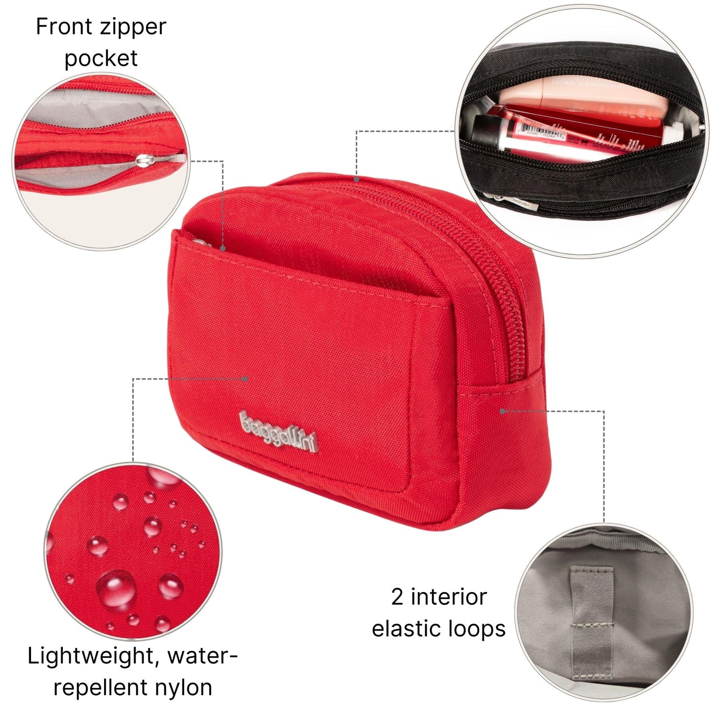 Baggallini Mini Cosmetic Pocket - Lightweight 5x3 Inch Makeup Bag - Travel Essentials Makeup Organizer