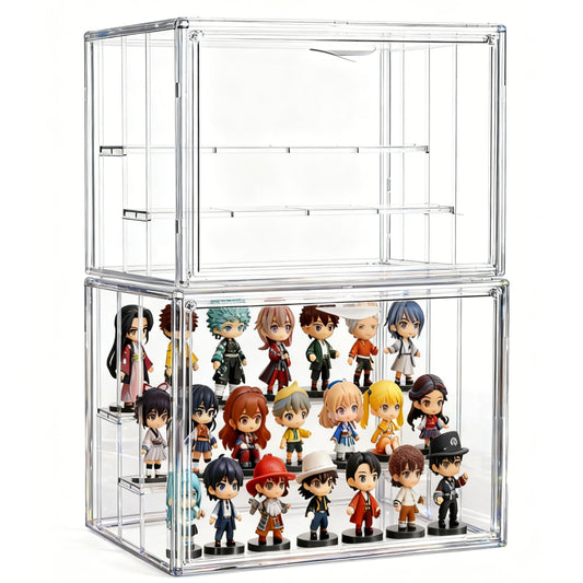 Attelite Acrylic Display Case for Collectibles 3-Tier Adjustable 2Pack