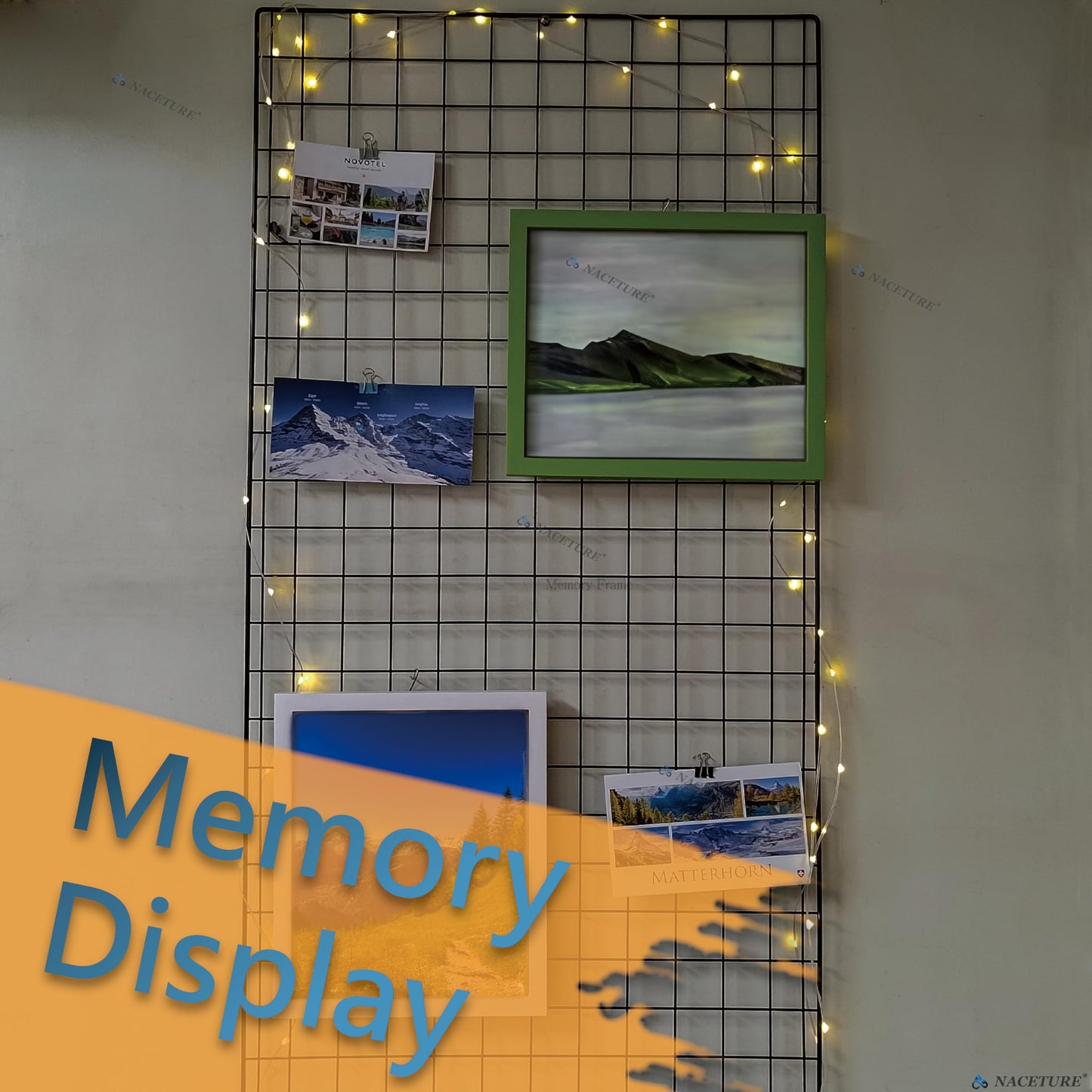 NACETURE Grid Wall Panels- 4 Pcs 2x4 ft Black Grid Wall Panel Display with 16 Gridwall Hooks & 10 S-Hooks, Space Saving Wire Mesh Panels for Retail, Garage, Home & Office Storage