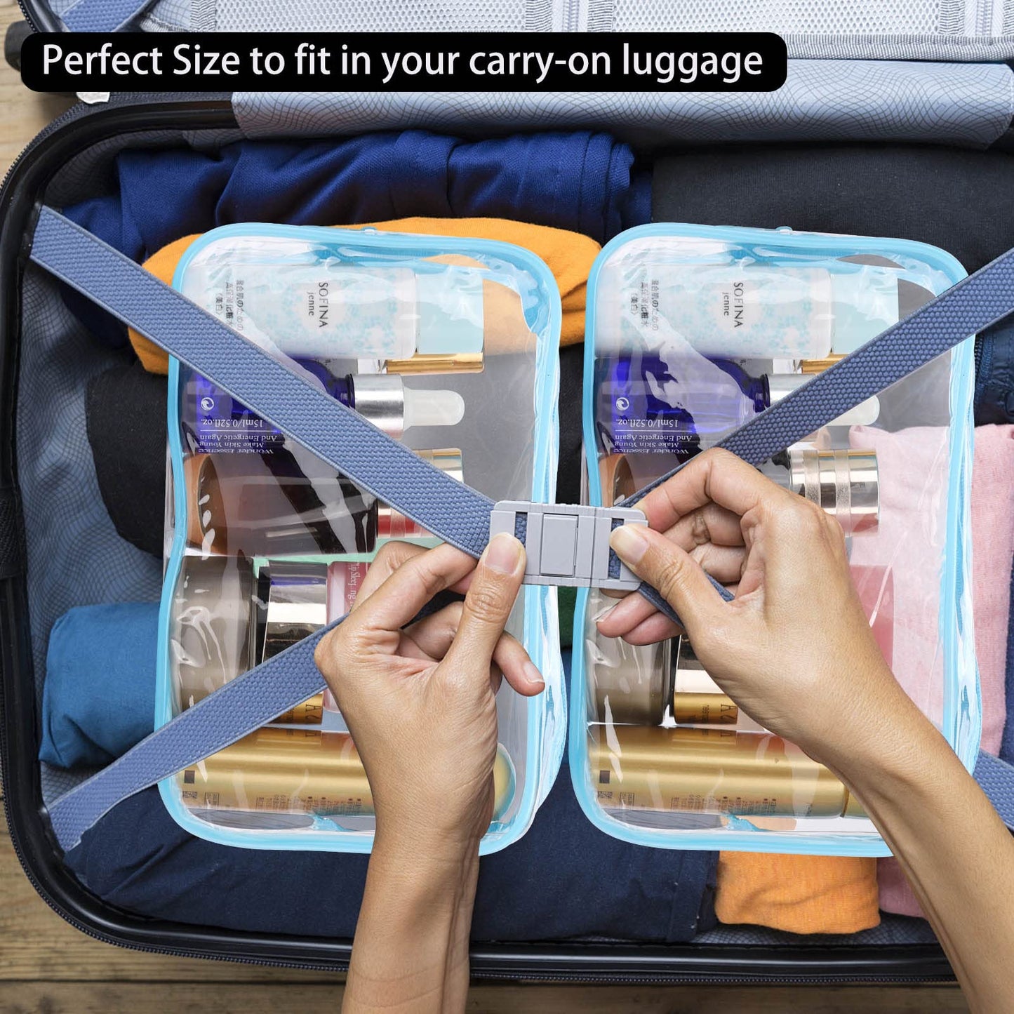 Tbestmax 10 Pcs Clear Cosmetic Bags Small Makeup Bags Portable Waterproof Travel Toiletry Bags Colorful Organizer, 7.5"x 4.8"x 2.3"