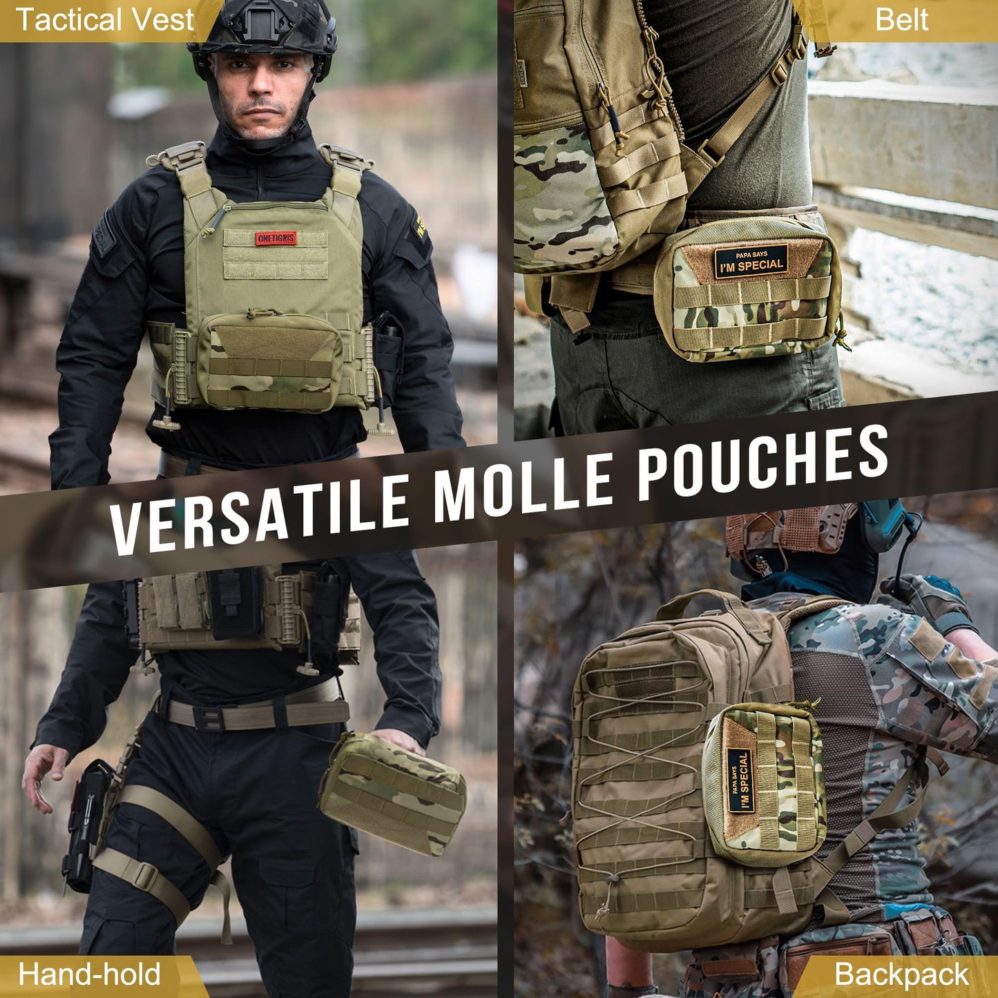 OneTigris MOLLE Pouch, Tactical Admin Pouch Belt EDC Tool Organizer Zippered Utility Waist Pack 8" x 5" x 2.5"