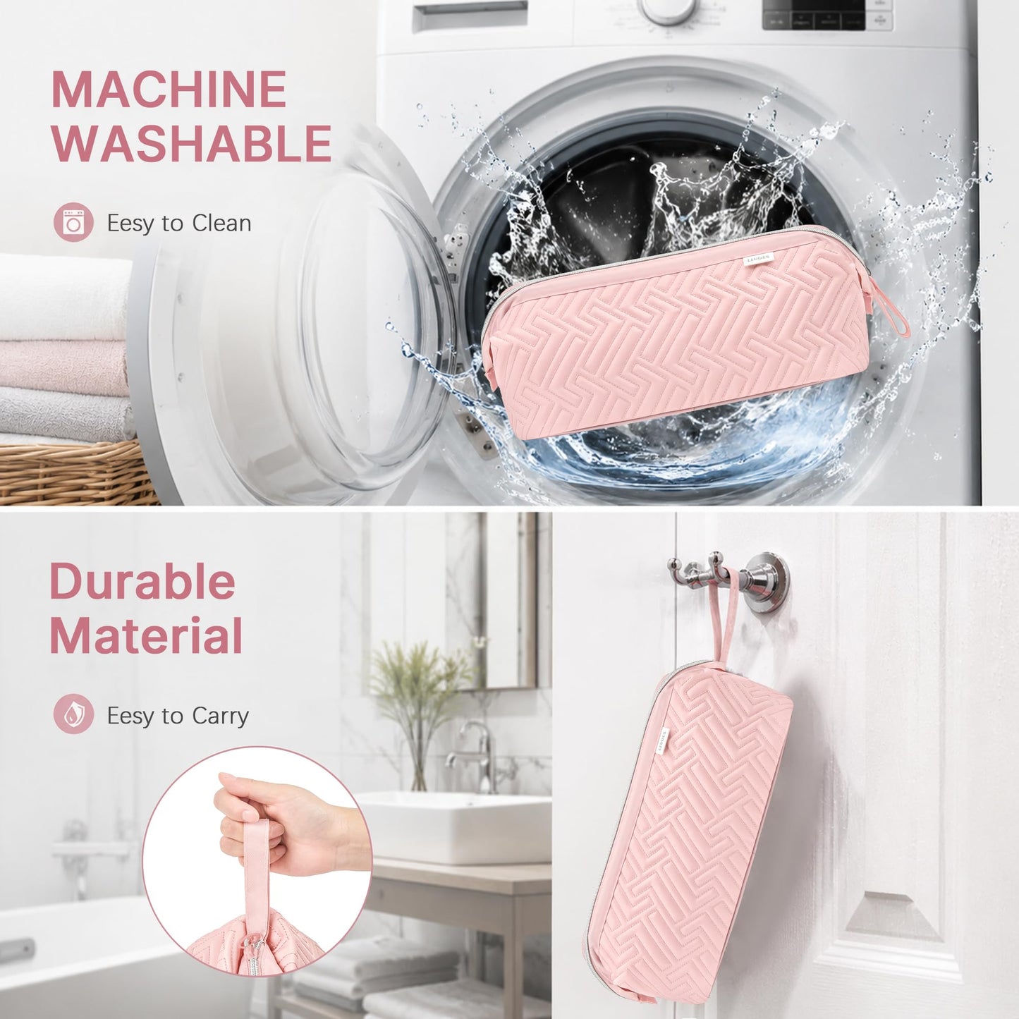 Leudes Hair Tools Travel Bag for Shark Flexstyle Carrying Case Portable Shark Hair Air Wrap Dryer Case Waterproof Dustproof Flat Curling Iron Travel Organizer (Pink)