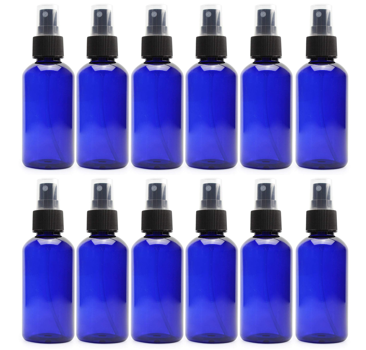 Cornucopia Brands 4oz Blue PLASTIC Fine Mist Spray Bottles (Pack of 12) BPA-Free Plastic Spritzer Bottles, Labels Included; PET #1 Plastic Bottles