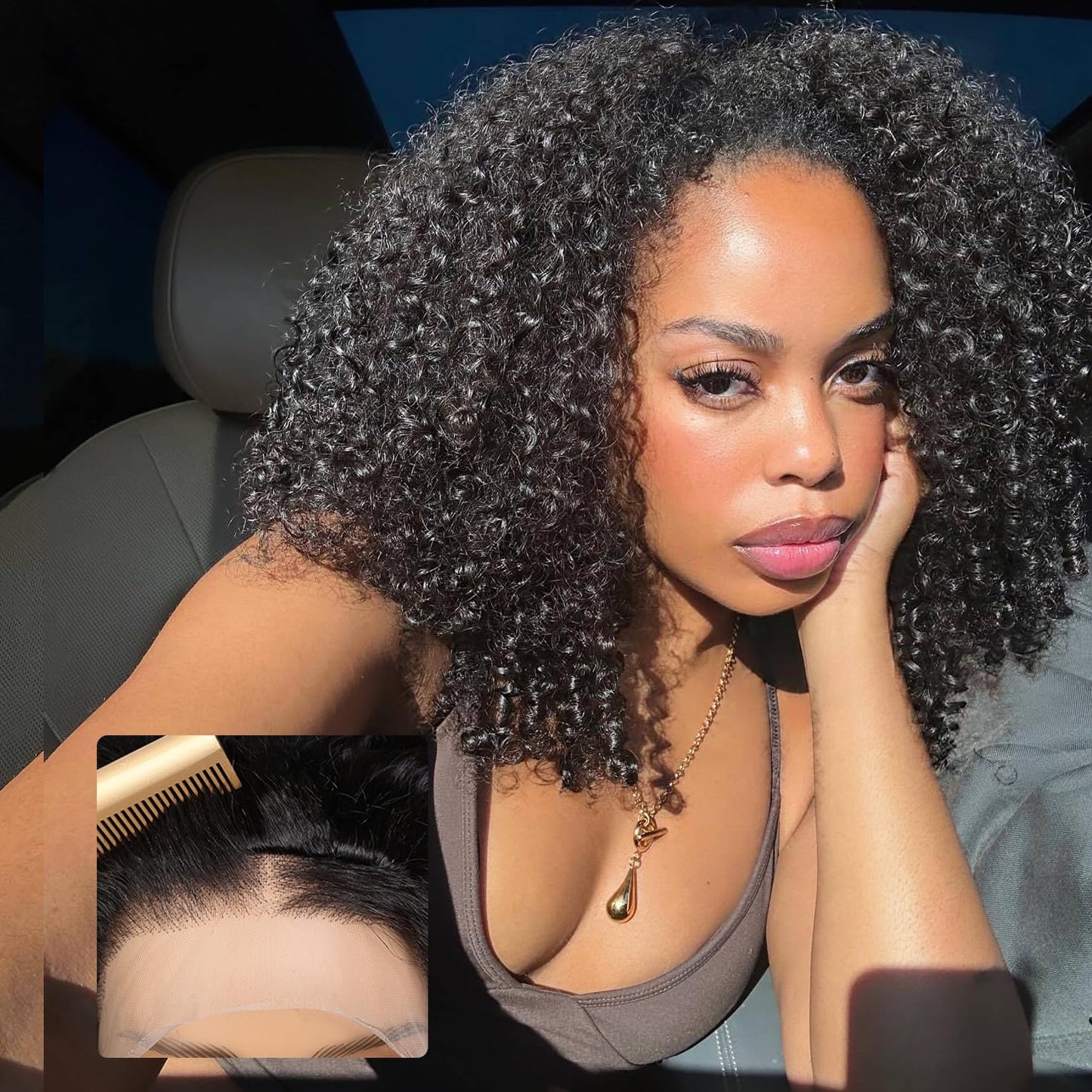 Lemoda Burmese Curly Half Wig Human Hair No Lace Glueless Wigs Human Hair 22 Inch Upgrade 3 IN 1 Kinky Curly Half Wig With Drawstring Seamless Flip Headband Wigs Tight Curls 180% Density