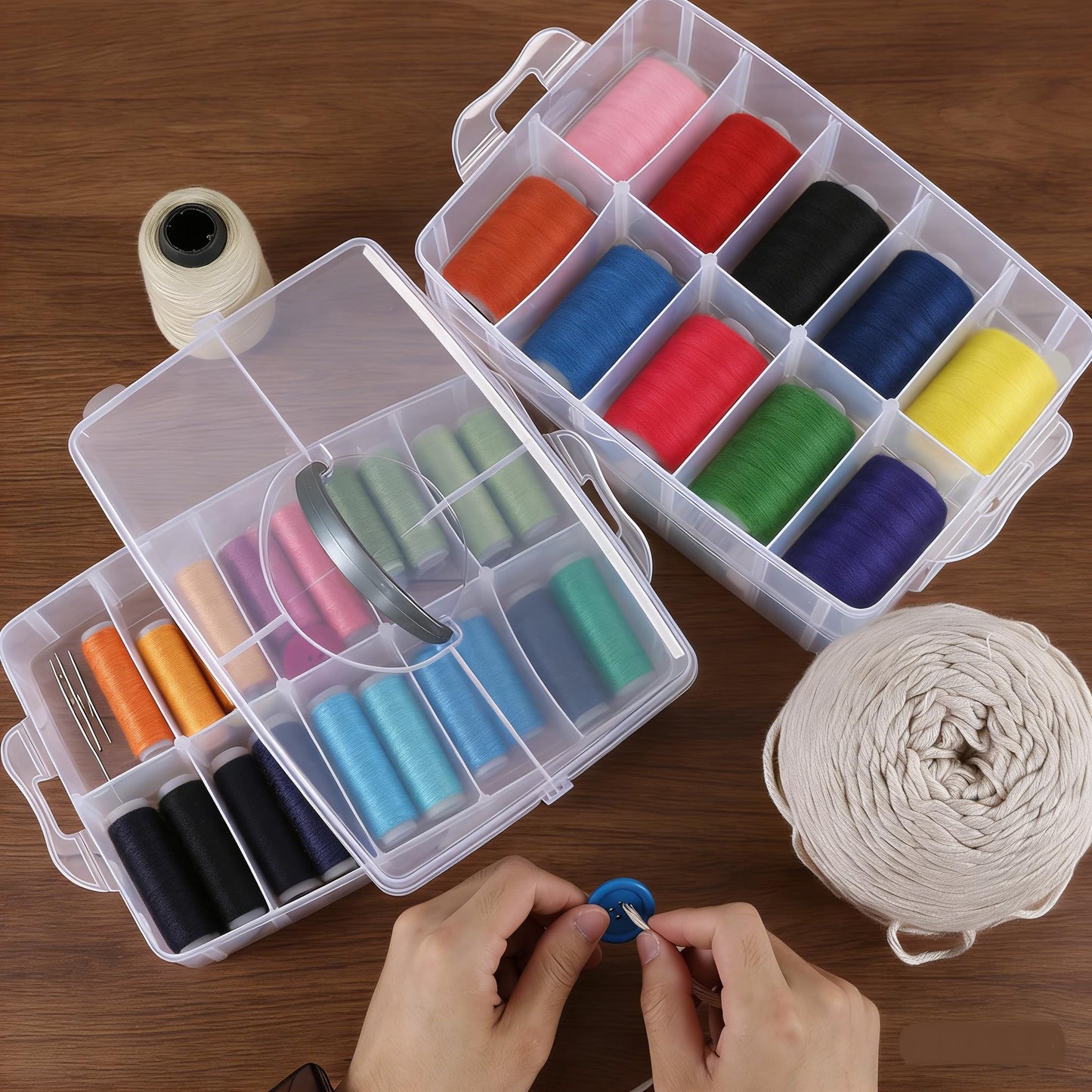 Zopnny 3-Tier Stackable Storage Container Box with Dividers 30 Compartments, Bead Organizers for Art, DIY Craft, Washi Tape, Kids Toys, Jewelry, Beauty & Sewing Supplies, Small Items