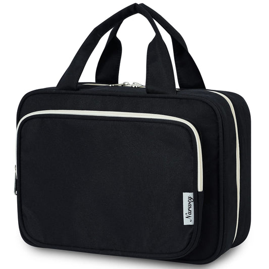 Narwey Travel Toiletry Bag for Women Large Hanging Makeup Bag Organizer Toiletries Bag for Full Size Essentials Accessories Cosmetics (Black (Large))