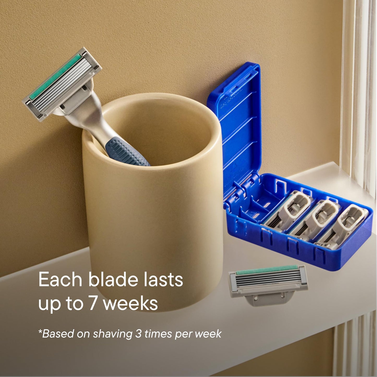 Harry's Plus Shaving Kit for Men - Premium Handle, 5 Razor Blade Cartridges, Foaming Shave Gel, and Travel Blade Cover - TSA Approved Travel Essentials - Advanced Pivoting System - Tide