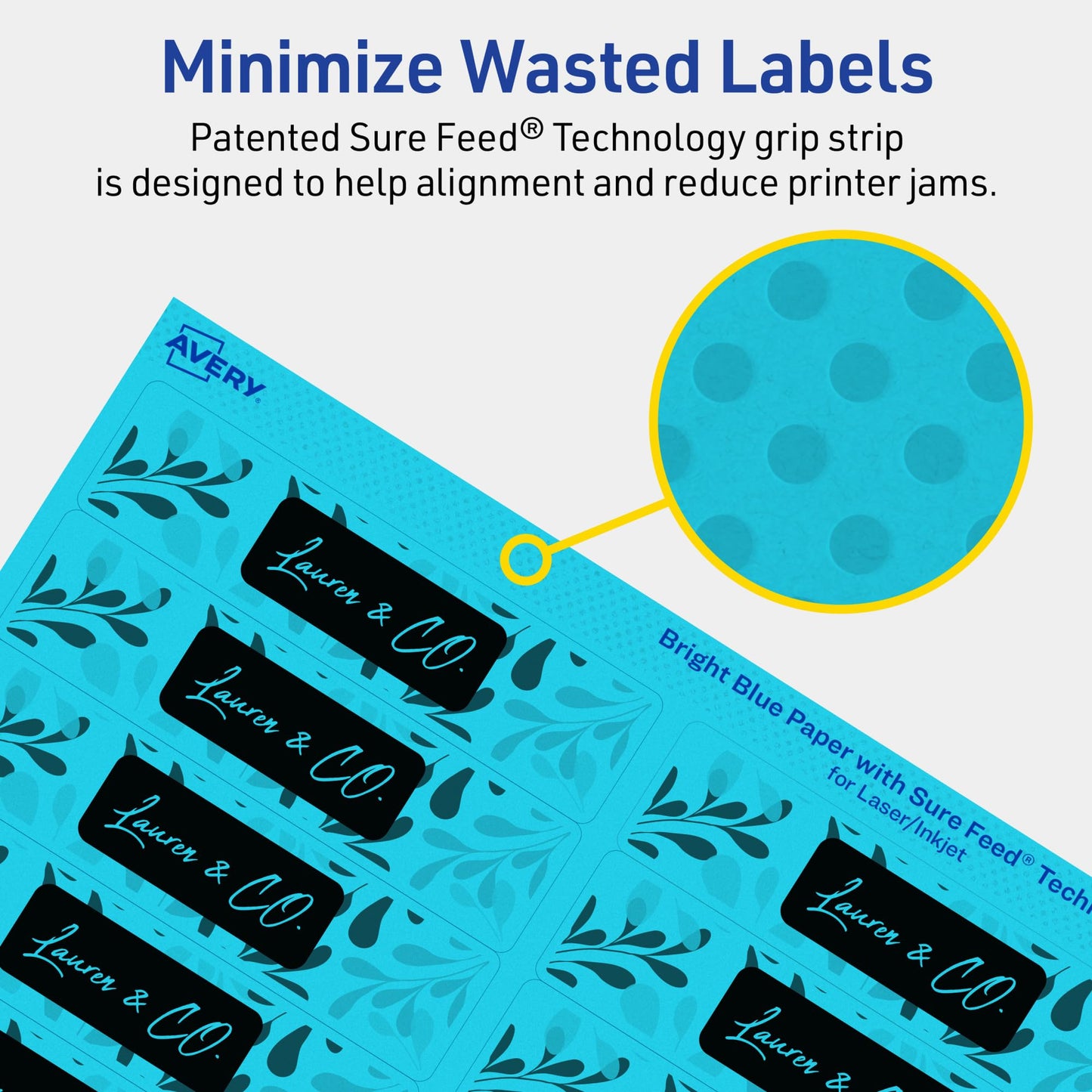 Avery Printable Rectangle Labels, Sure Feed Technology, 1" x 4", Bright Blue Labels, Laser/Inkjet Printable, 400 Total, Great for Mailing and Cosmetics