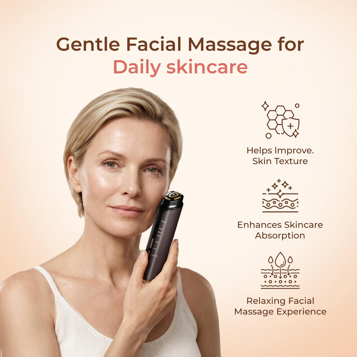Facial Massager for Face & Neck, Rechargeable Beauty Device with Vibration