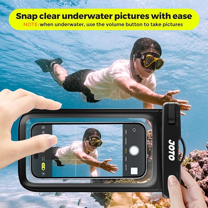 JOTO Up to 7" Universal Waterproof Phone Case for iPhone 17 Air 16 15 14 13 12 11 Plus Pro Max, IPX8 Cellphone Dry Bag XR X SE, Galaxy S23 S22 S21 S20+ S20 S10 Plus Note, Pixel -Black