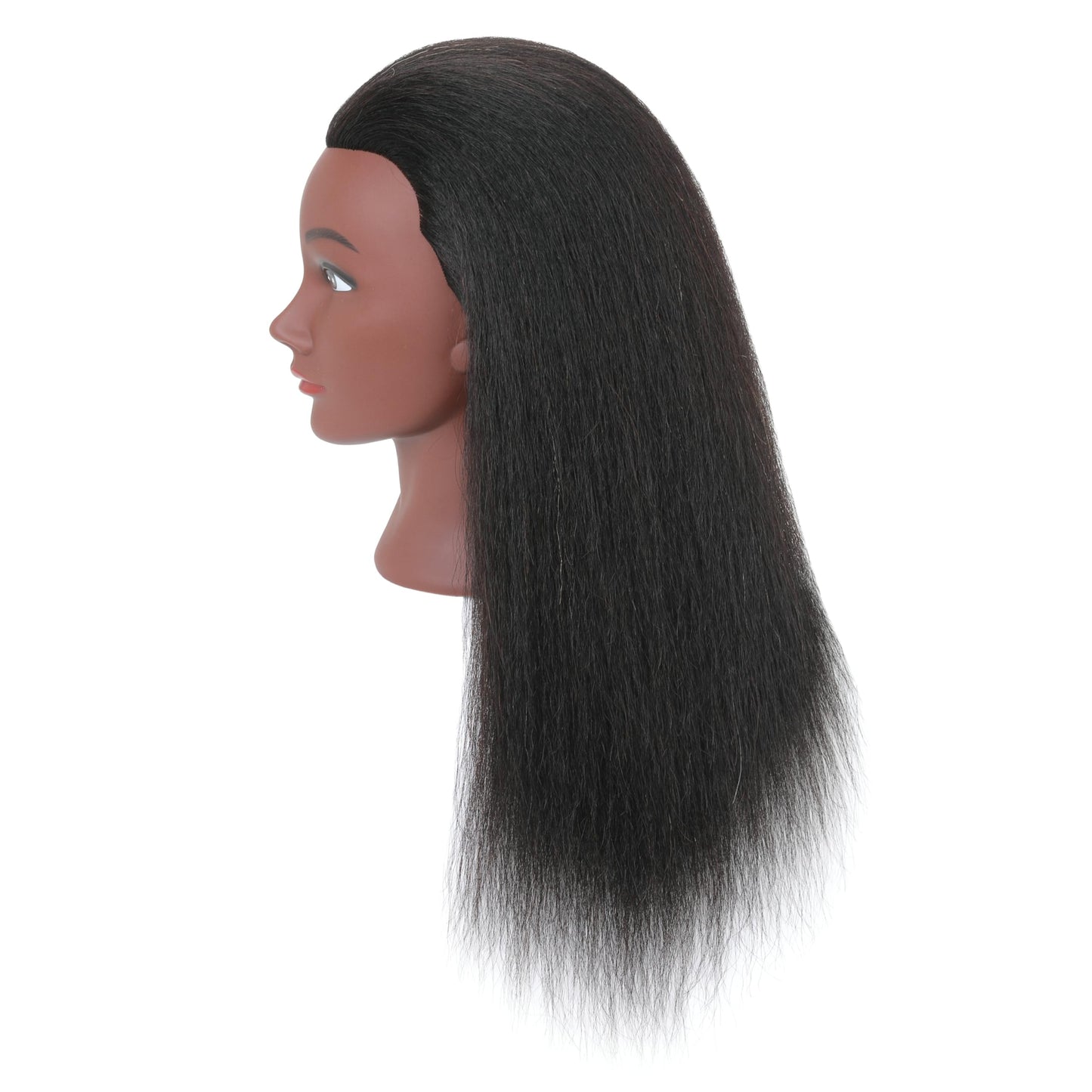 FUTAI African American Mannequin Head 100% Real Human Hair Manikin Doll Style Head for Practice Braiding Styling Cosmetology Training with Stand