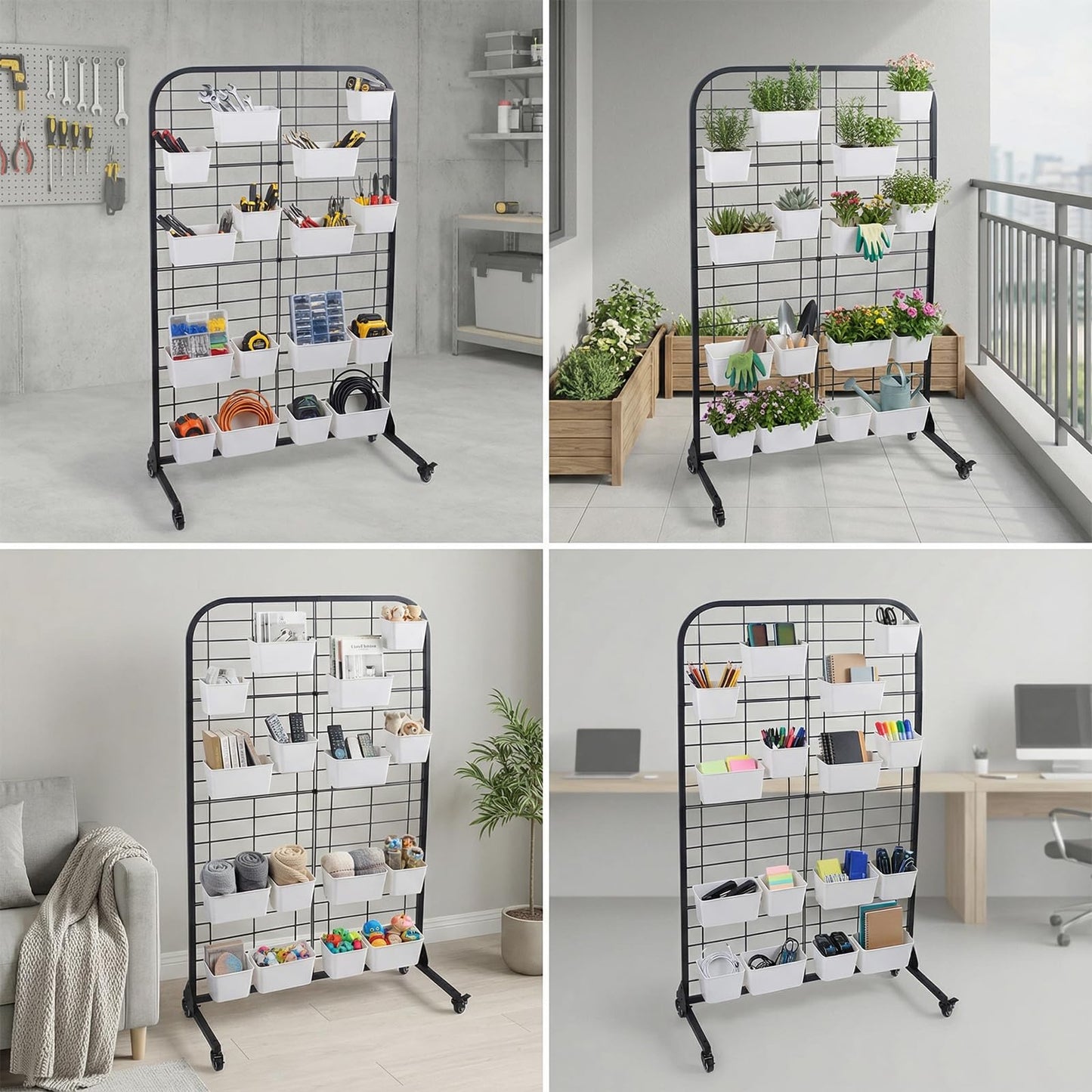MBQQ Grid Wall Panel, Heavy Duty Floorstanding Display with Detachable Design, Movable Commercial Retail Fixture