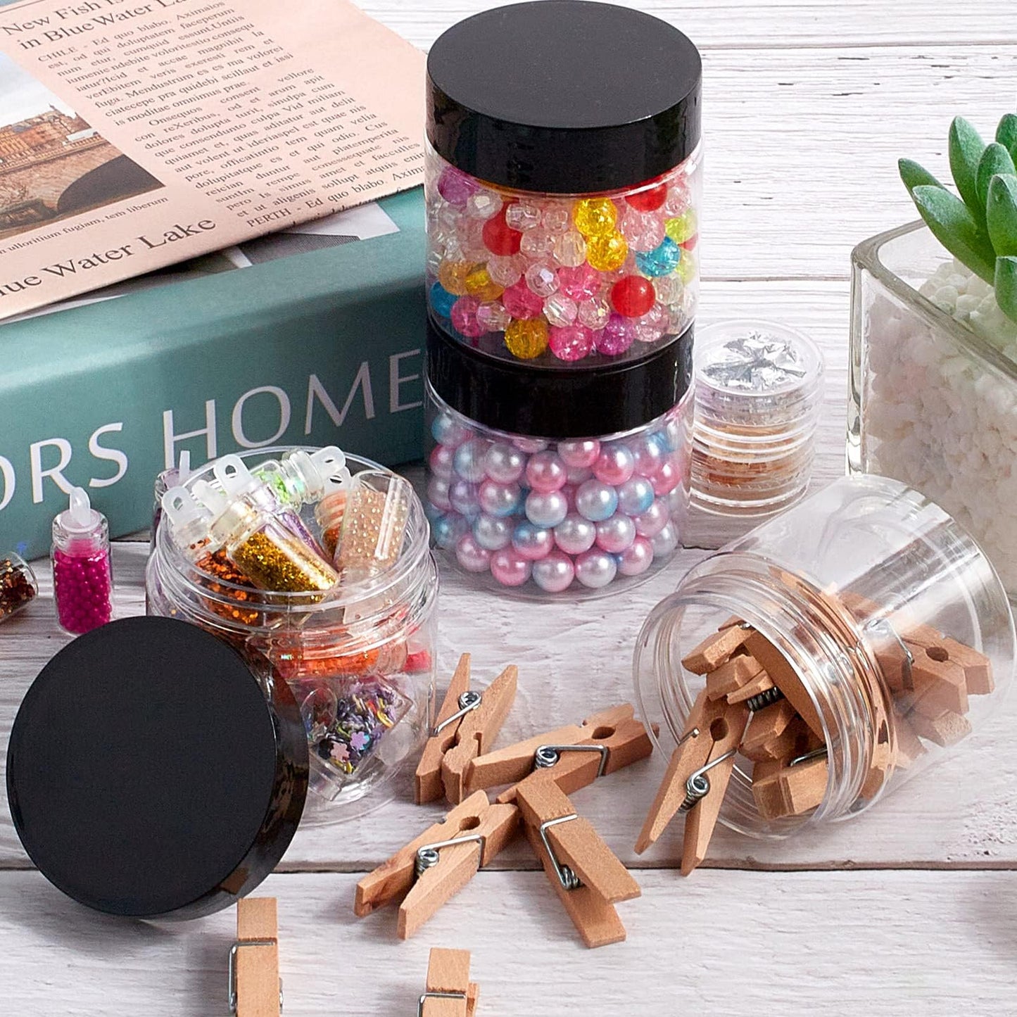36 Pack 2 Oz Plastic Container Jars with Lids BPA Free, Empty Round Clear Cosmetic Containers Plastic Slime Jars for Lotion, Cream, Ointments, Samples, Makeup, Travel Storage