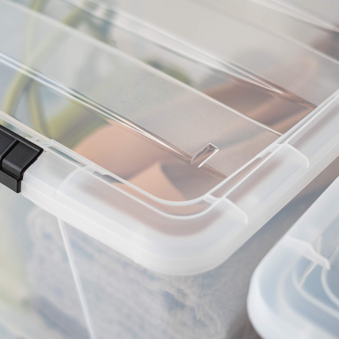 IRIS USA 72 Qt Stackable Plastic Storage Bins with Lids, 6 Pack - BPA-Free, Made in USA - See-Through Organizing Solution, Latches, Durable Nestable Containers, Secure Pull Handle - Clear