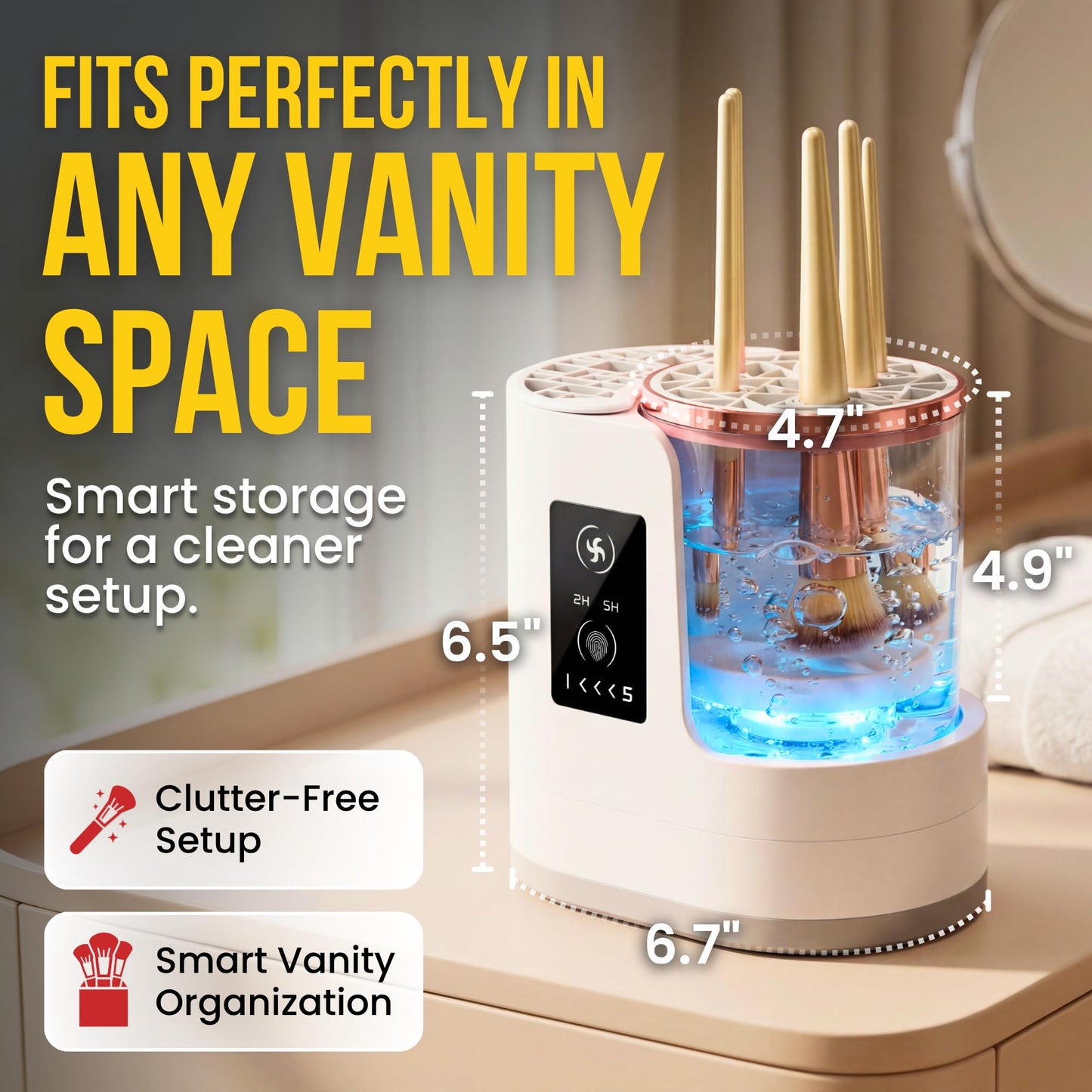 Electric Makeup Brush Cleaner & Dryer Machine – Automatic Deep Cleaning & Smart Drying, Portable One-Button Makeup Brush Cleaner for All Brush Sizes, Gift for Makeup Lovers