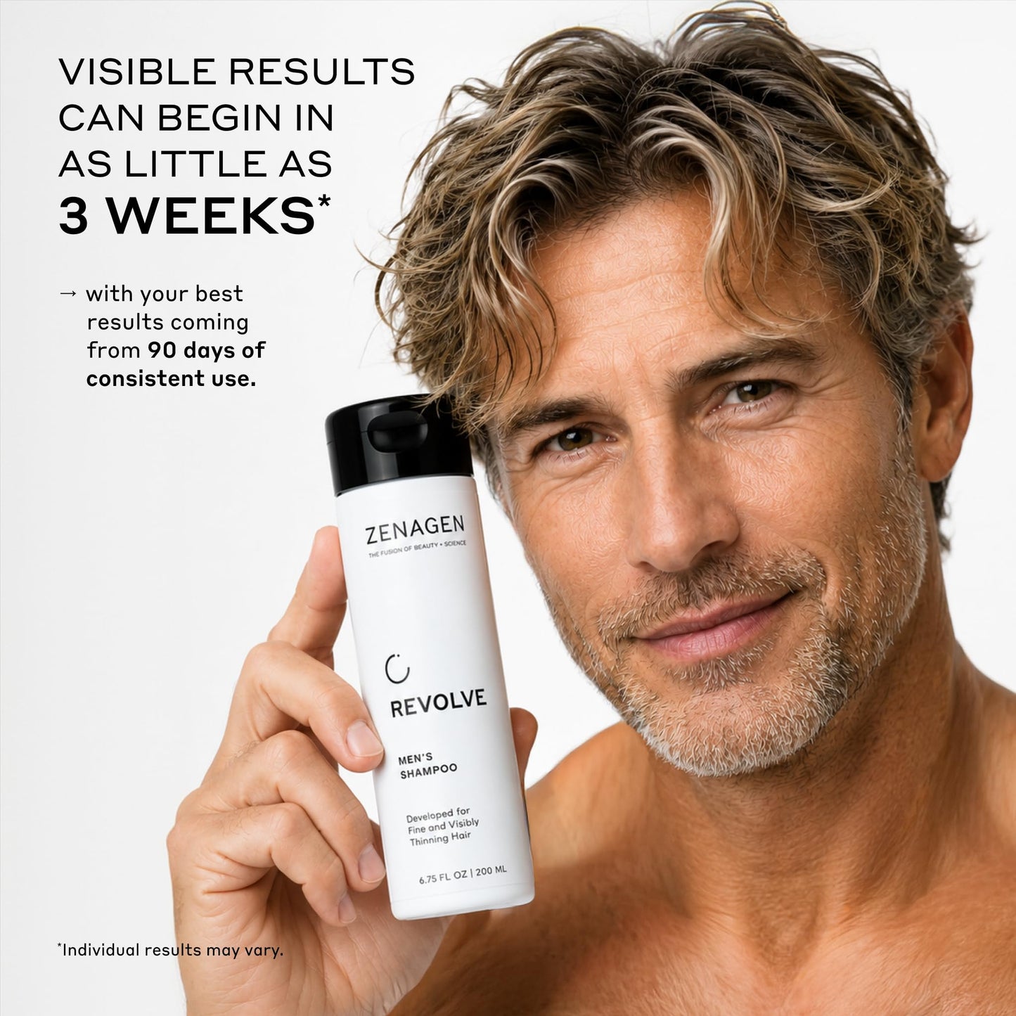 ZENAGEN Revolve Men's Thickening Shampoo | Supports Appearance of Fuller, Healthier-Looking Hair, Developed for Fine & Visibly Thinning Hair, Plant-Based, 5-Minute Treatment, 200 mL / 6.75 oz