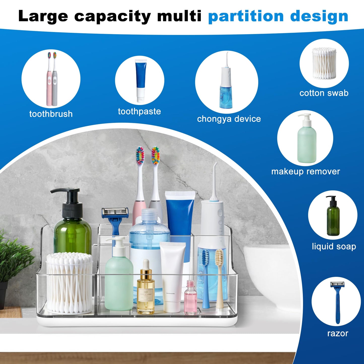 White Cosmetic Storage Box Dressing Table & Bathroom Counter Storage Lipstick & Brush Beauty Organizer Dressing Table Skincare Organizer Suitable for Bathroom, Living Room, and Kitchen Storage