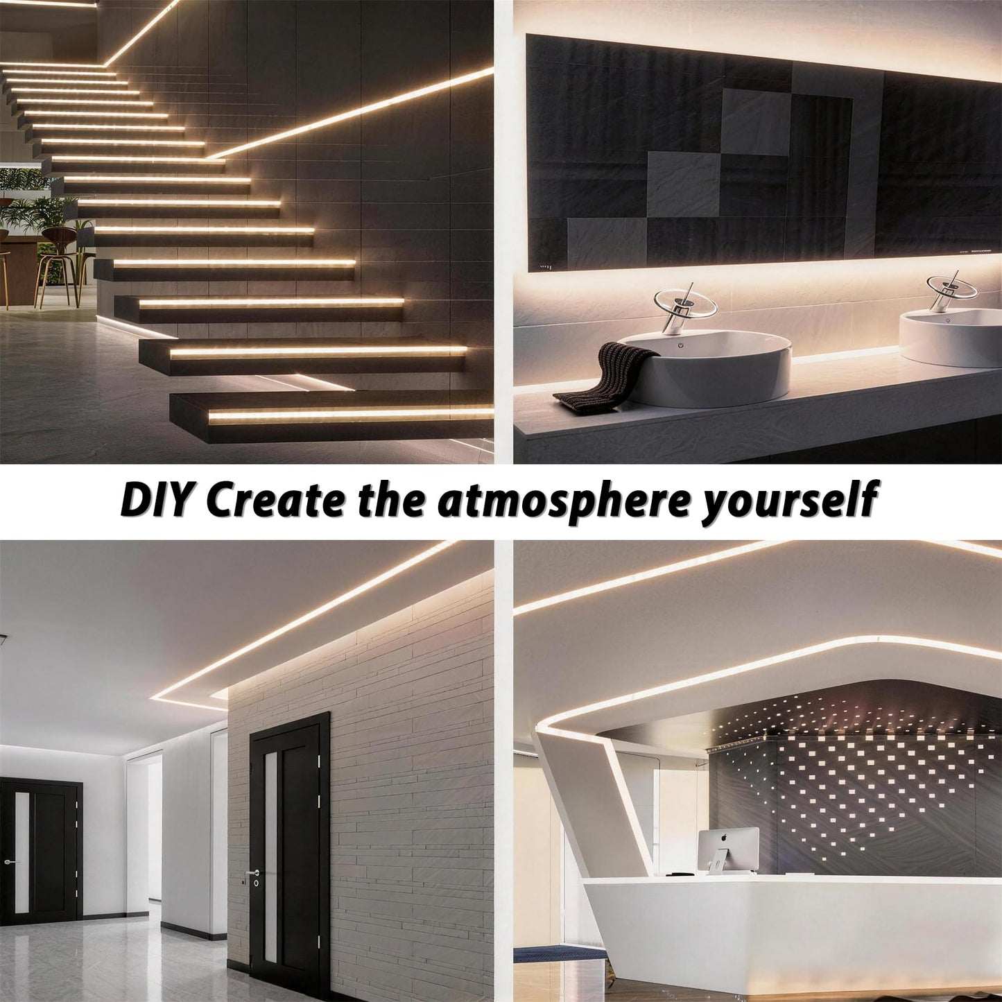 10 Ft LED Strip Lights, 24V Dual White & Warm White LED Strip Light Kit, Tunable 3000K-6000K with Dimming & Color Temperature Adjustment for Bedroom, Mirror, Home Lighting