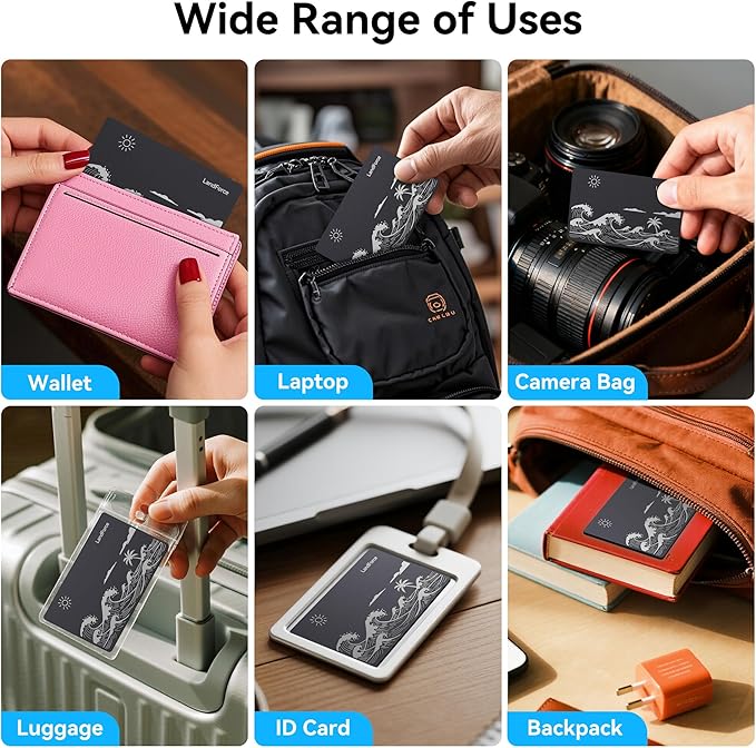 Air Tag Wallet Tracker Card 0.07in IP68 Waterproof Bluetooth Tracker Smart Wallets Finder, Passport, Work with Apple Find My, Wireless Charging, Card Locator[Apple MFi Certified] iOS Only