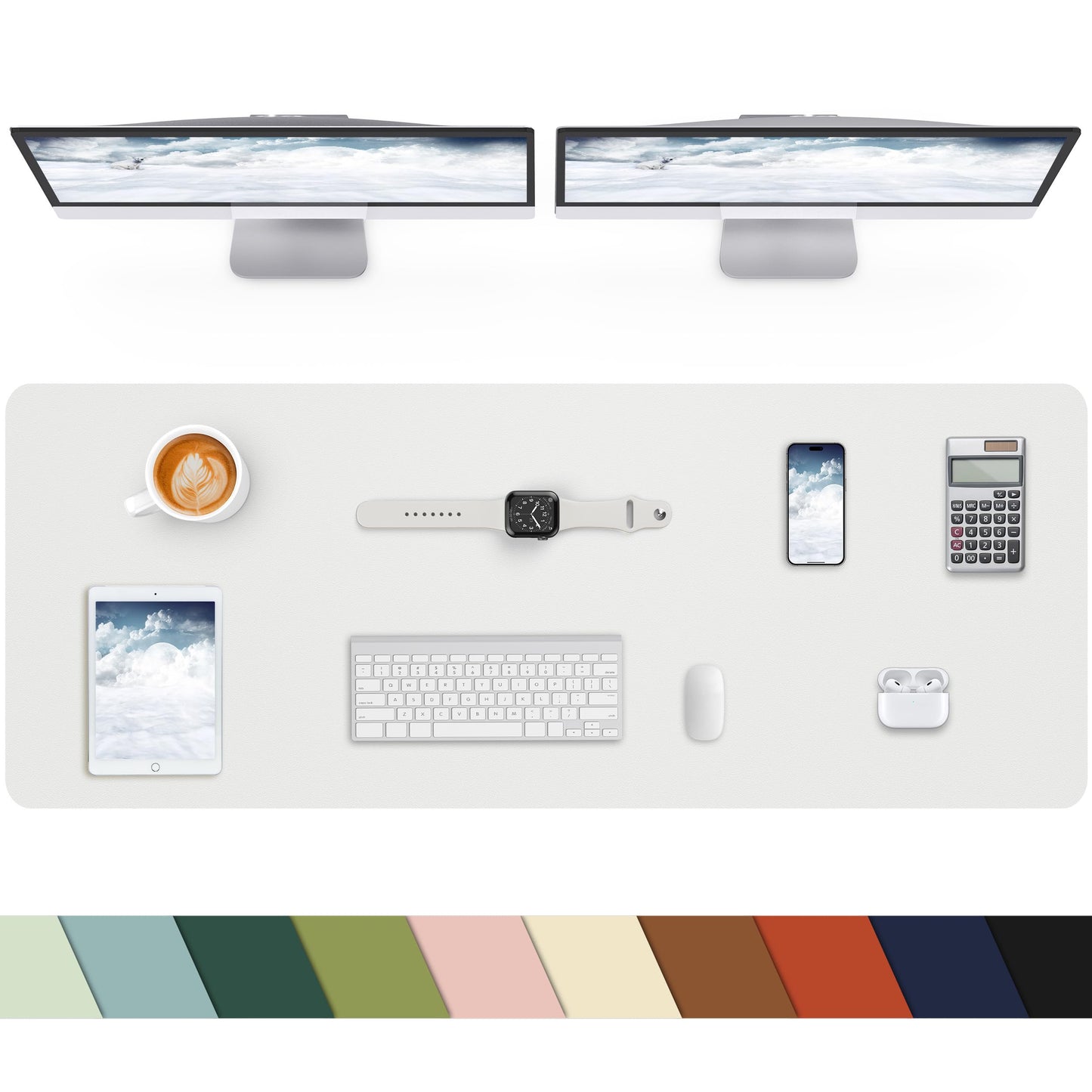 Extra Large Desk pad, Leather Desk Pad Protector,Office Desk Mat,Mouse Pad, Non-Slip Desk Blotter, Laptop Desk Pad, Waterproof Desk Writing Pad for Office&Home (Ivory White, 55" x 17")