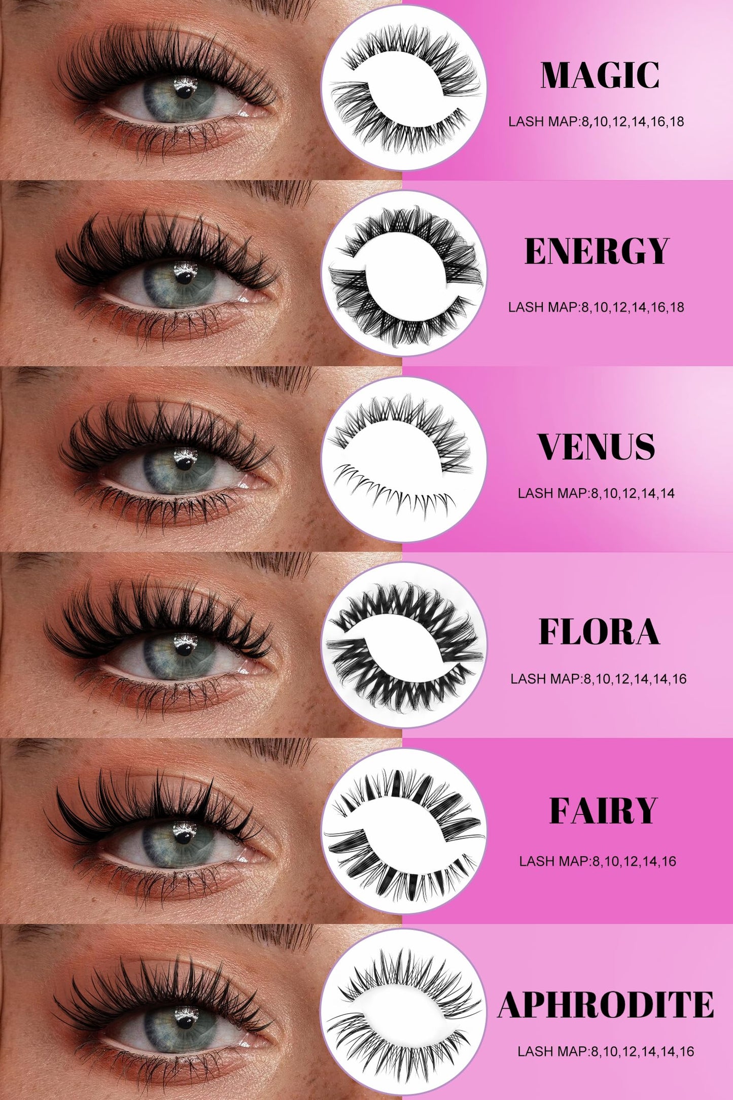 Aphrodite Lash Clusters Wispy Natural 8-18mm Eyelash Clusters Extension Kit - WideSpan DIY False Lash Extensions Spiky Lashes Individual Lashes with Ultra-Thin Invisible Wide Lash Band