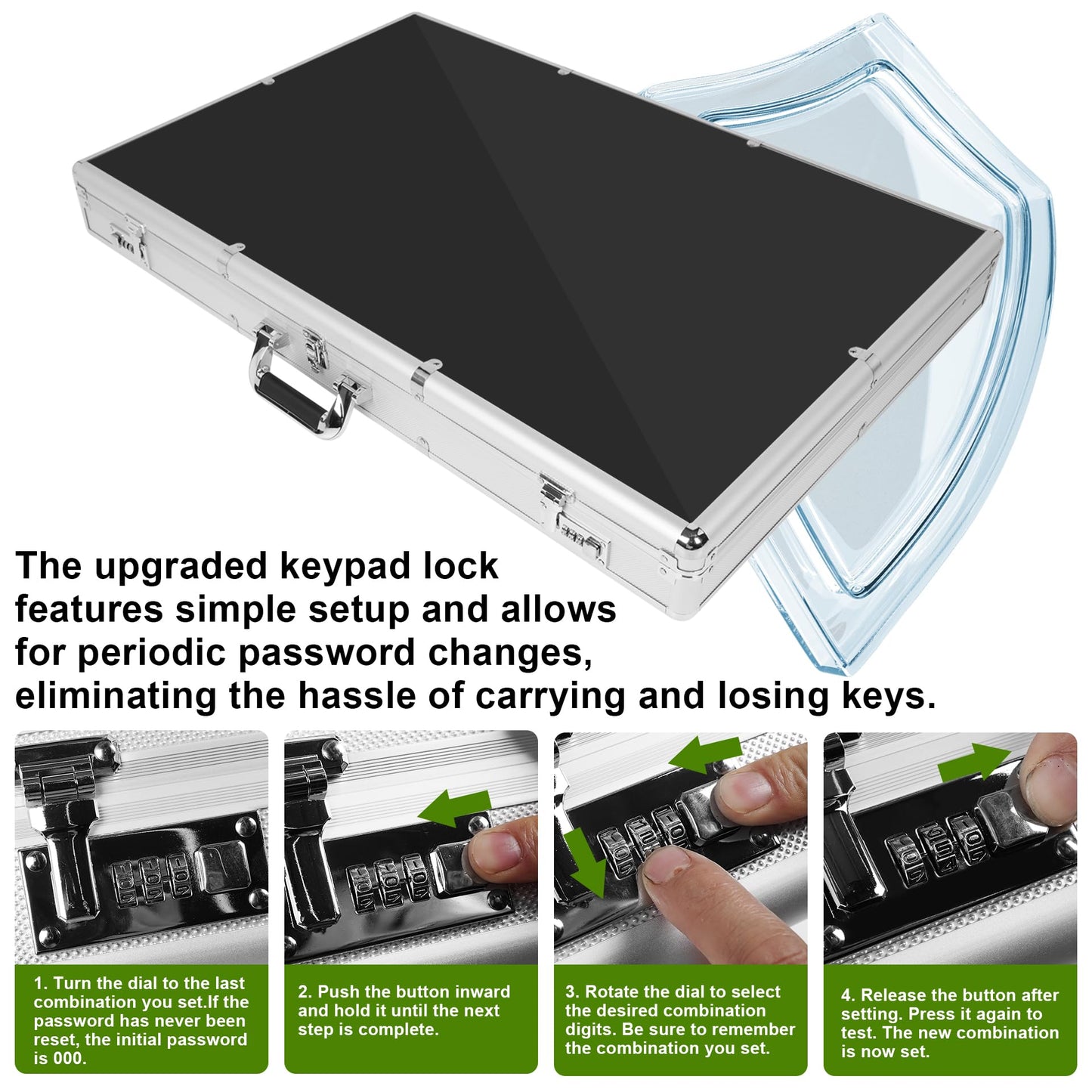 JIAYAN Trading Card Display Case: 34"x22" Aluminum Display Case with 2 Password Lock for Exhibitions - Portable Trade Show Display Table Top Showcase with Handle for Collectible Cards