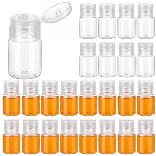 Yiyiring 24 Pcs 0.5 oz Small Travel Bottles with Flip Cap Wide Mouth Travel Size Plastic Bottles Mini Refillable Leakproof Liquid Storage Container for Toiletries Shampoo Cosmetic Lab Reagent Sample