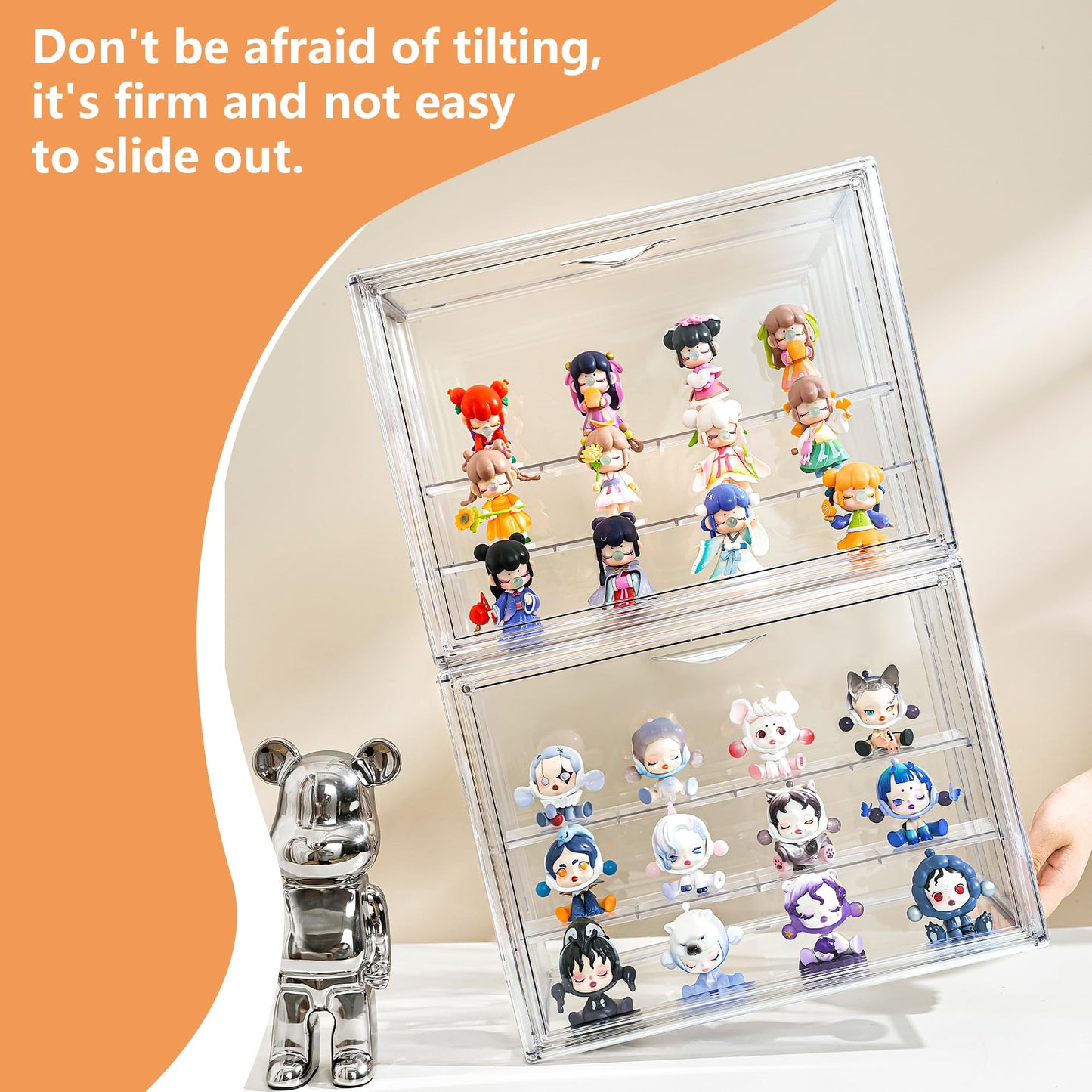 Attelite Acrylic Display Case for Collectibles 3-Tier Adjustable 2Pack