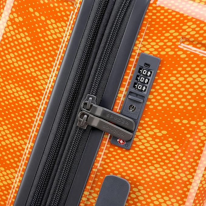 Spyder Matrix 3-Piece Hardside Luggage Set (20", 25", 29"), Durable Lightweight Hardshell Suitcases with 360° Spinner Wheels, Expandable for up to 15% More Space, TSA Approved Lock, Orange