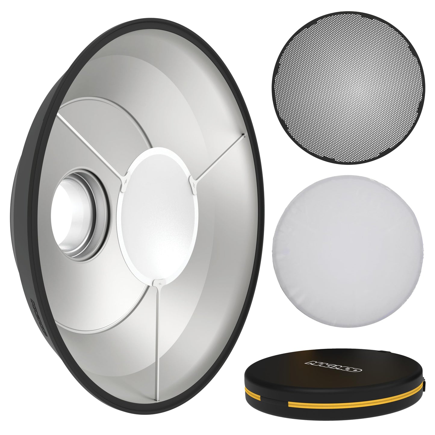 Beauty Dish XL 20 Pro Kit by MagMod, Collapsible Magnetic 20" Beauty Dish for Flattering Portrait & Studio Photography, Includes Bowens Mount, Grid & Diffusion Sock, Compatible with Godox & Profoto