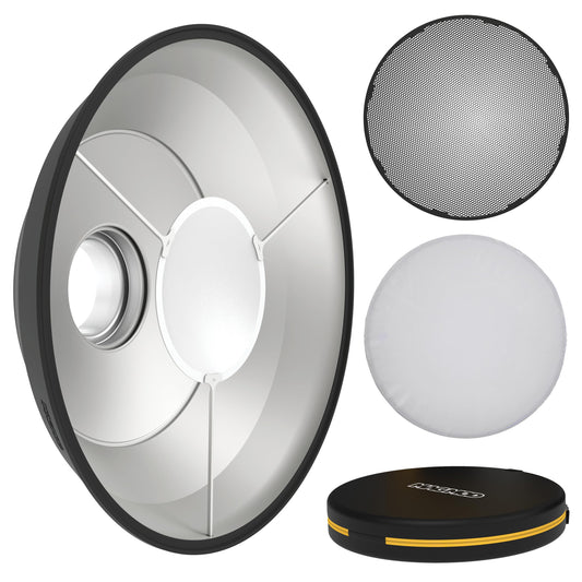 Beauty Dish XL 20 Pro Kit by MagMod, Collapsible Magnetic 20" Beauty Dish for Flattering Portrait & Studio Photography, Includes Bowens Mount, Grid & Diffusion Sock, Compatible with Godox & Profoto