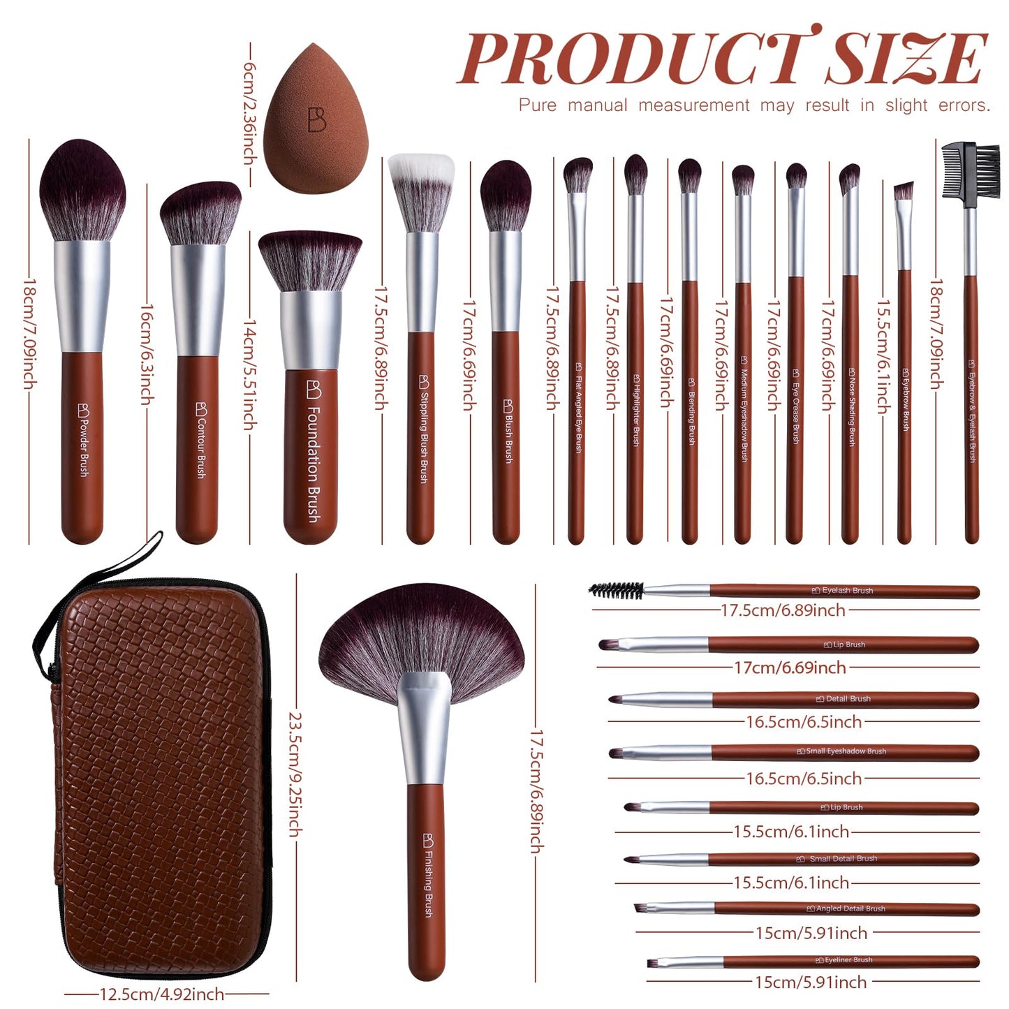 BS-MALL Professional Makeup Brush Set,22 PCS with 2 Makeup Sponges & EVA Travel Case, Foundation, Concealer, Blush, Powder & Eyeshadow Brushes for Beginners, Beauty Lovers & Everyday Glam Looks