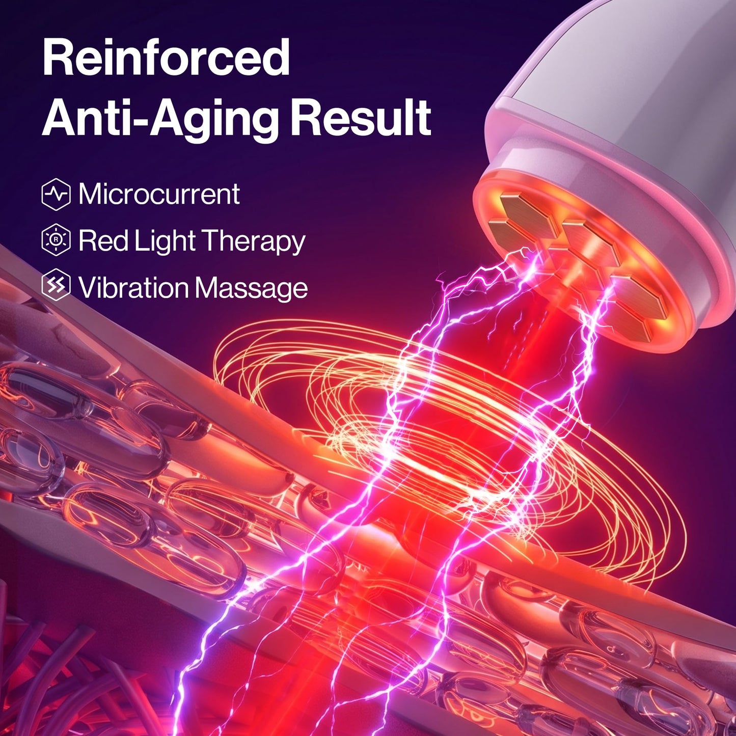 DermRays Multi-Functional Microcurrent Device with 650nm Red Light, 4-in-1 Facial Toning Tool with Multi-Leading Tech for a Visibly Radiant & Youthful Appearance