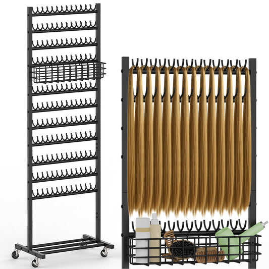 Braiding Rack 286 Pegs Braiding Hair Rack with Wheels 2-Sided Hair Braiding Stand for Braiders Hair Separator for Braiding Standing Extension Holder Hanger for Salon Home