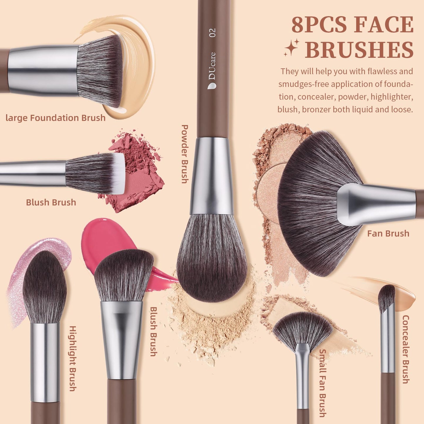 DUcare 22Pcs Makeup Brush Set PRO Makeup Brushes Professional with Bag Premium Synthetic Kabuki Foundation Blending Brush Face Powder Blush Concealers Eye Shadows
